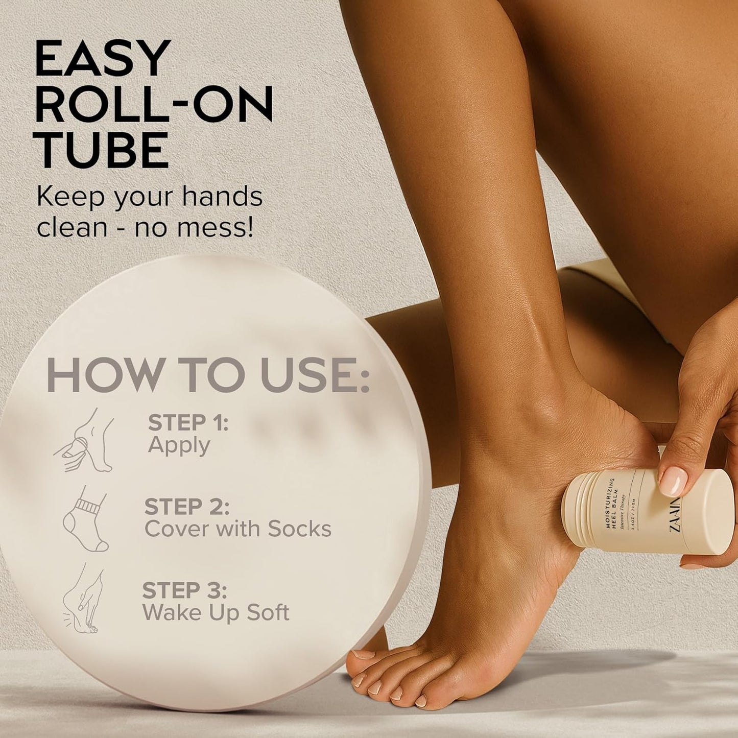 ZAAINA Intensive Heel Balm Stick for Cracked Heels – Natural Foot Balm for Dry Feet, Calluses & Rough Skin – Moisturizing Heel Softener with Shea Butter, Tea Tree & Peppermint – 2.5oz Twist-Up Tube