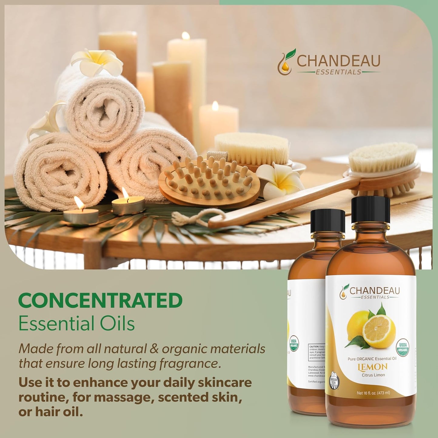 100% Pure Organic Essential Oil, Pure Lemon Essential Oil for Aromatherapy, Soap Making, Candles, Laundry, Perfume, Cleaners or Diffusers - Large Amber Glass Bottle, 16 oz.