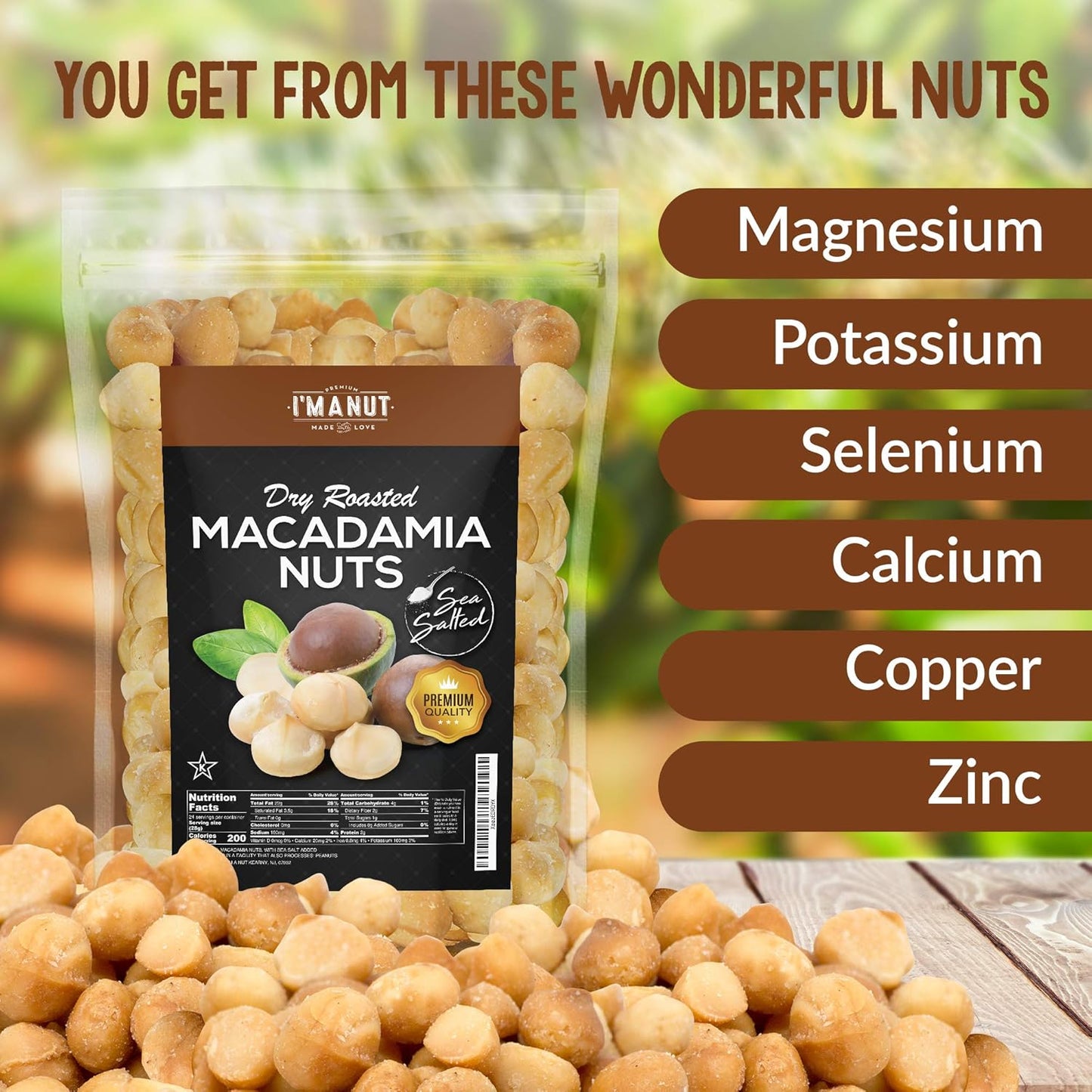 Oven Dry Roasted Macadamia Nuts with Sea Salt-64 oz (4 lb) | Fancy Whole | No Oil | No PPO | Made from 100% Natural Macadamia Nuts
