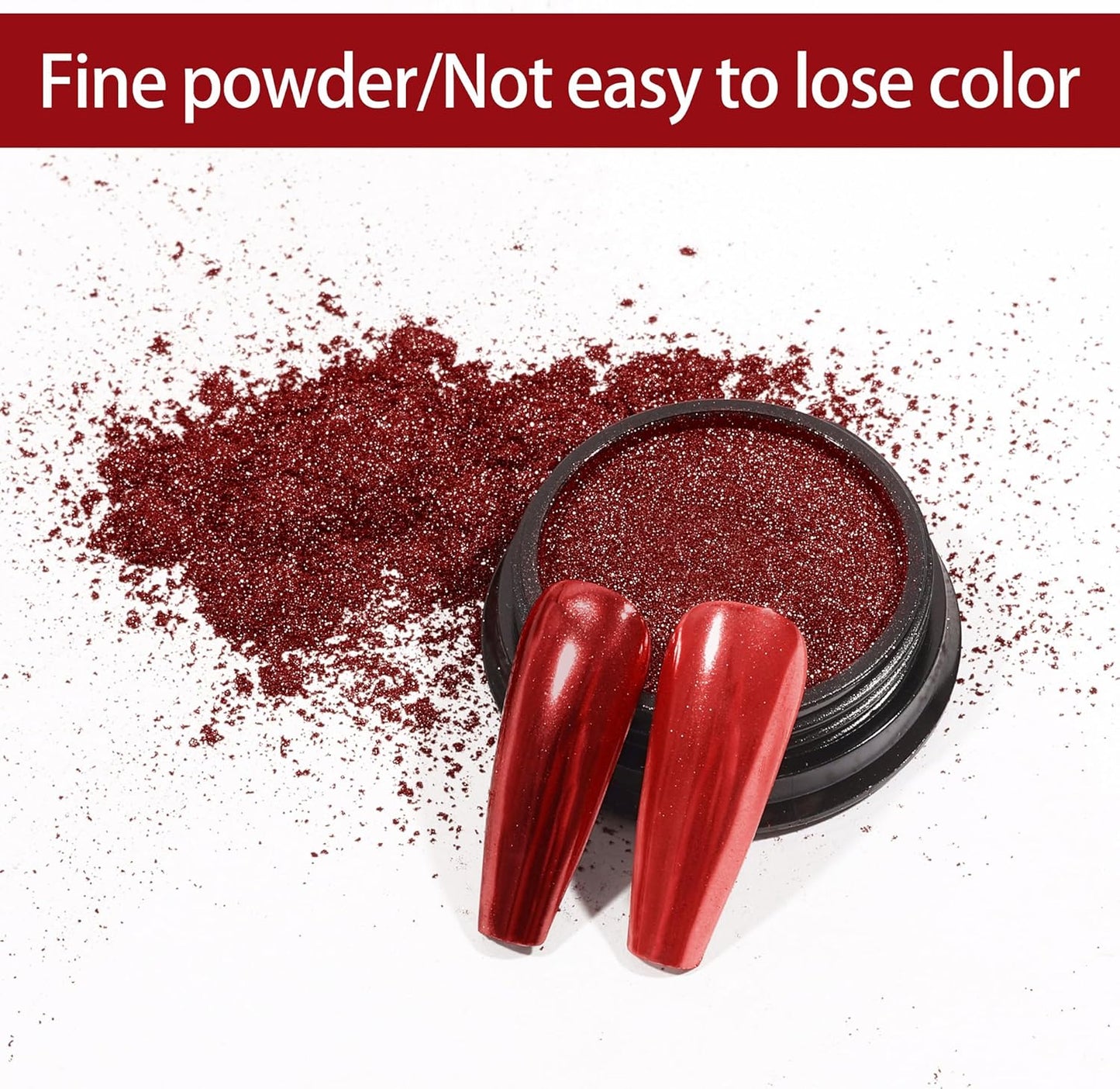 Artdone Chrome Nail Powder,Red Iridescent Aurora Powder Metallic Mirror Effect Pigment Pearlescent Mermaid Pigment Pearl Glitter Dust Kit, Nail Art Decoration, Resin Craft