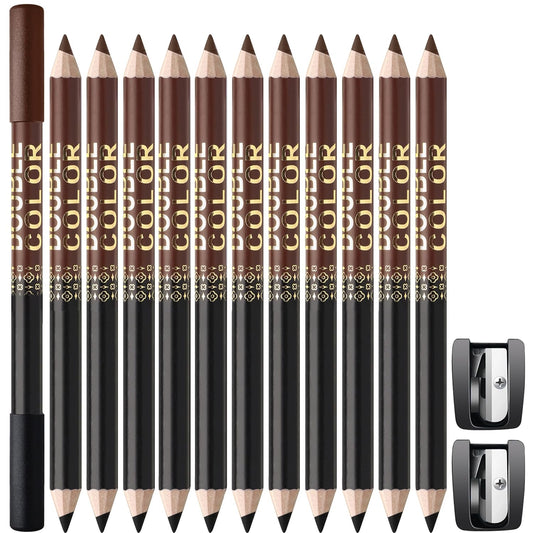 12Pcs Barber Pencil Set Hairline Enhancement Pencils Kit for Lineup Magic Beard Shaping Beard Guide Pen with Sharpener Barber Chalk for Beard Makeup Design for Men Black Tan Brown