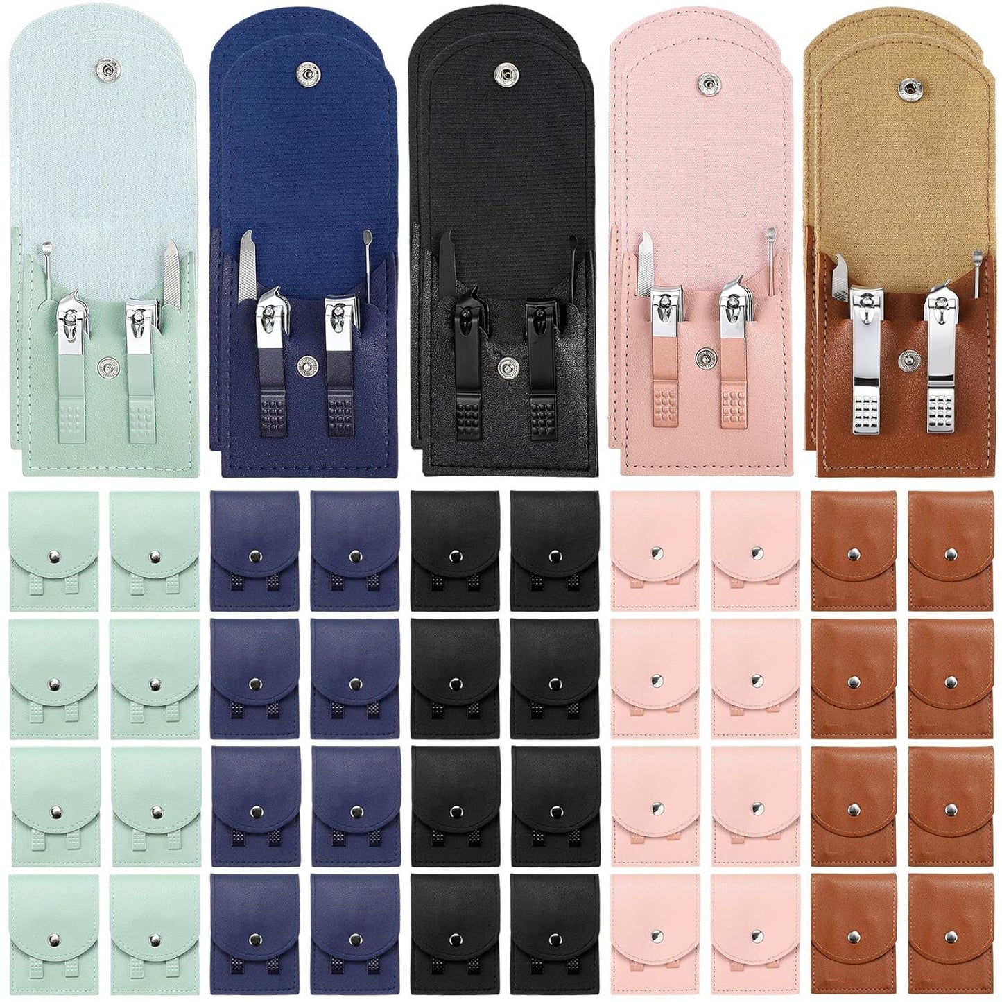 Geosar 50 Set Travel Manicure Kit Nail Clippers Pedicure Professional Nail Care Tools Stainless Steel Grooming Set with Portable Travel Case Gifts for Mother Father(Multi Colors)