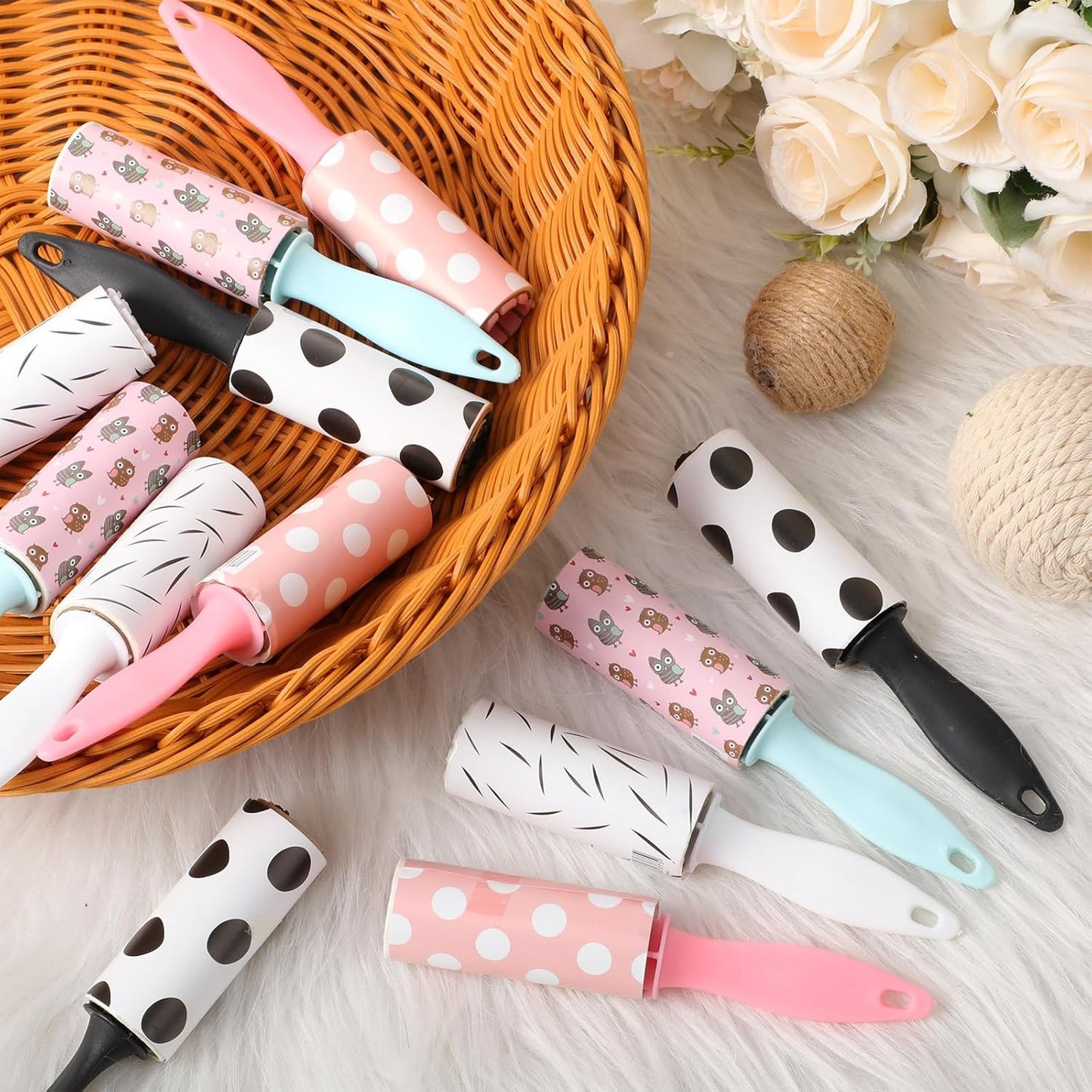 Hushee 48 Pcs Mini Lint Rollers for Pet Hair Lint Roller Travel Size Clothes Roller Lint Removers Sticky Lint Removing Tool for Clothes, Gift Bags, Pet Hair Removal