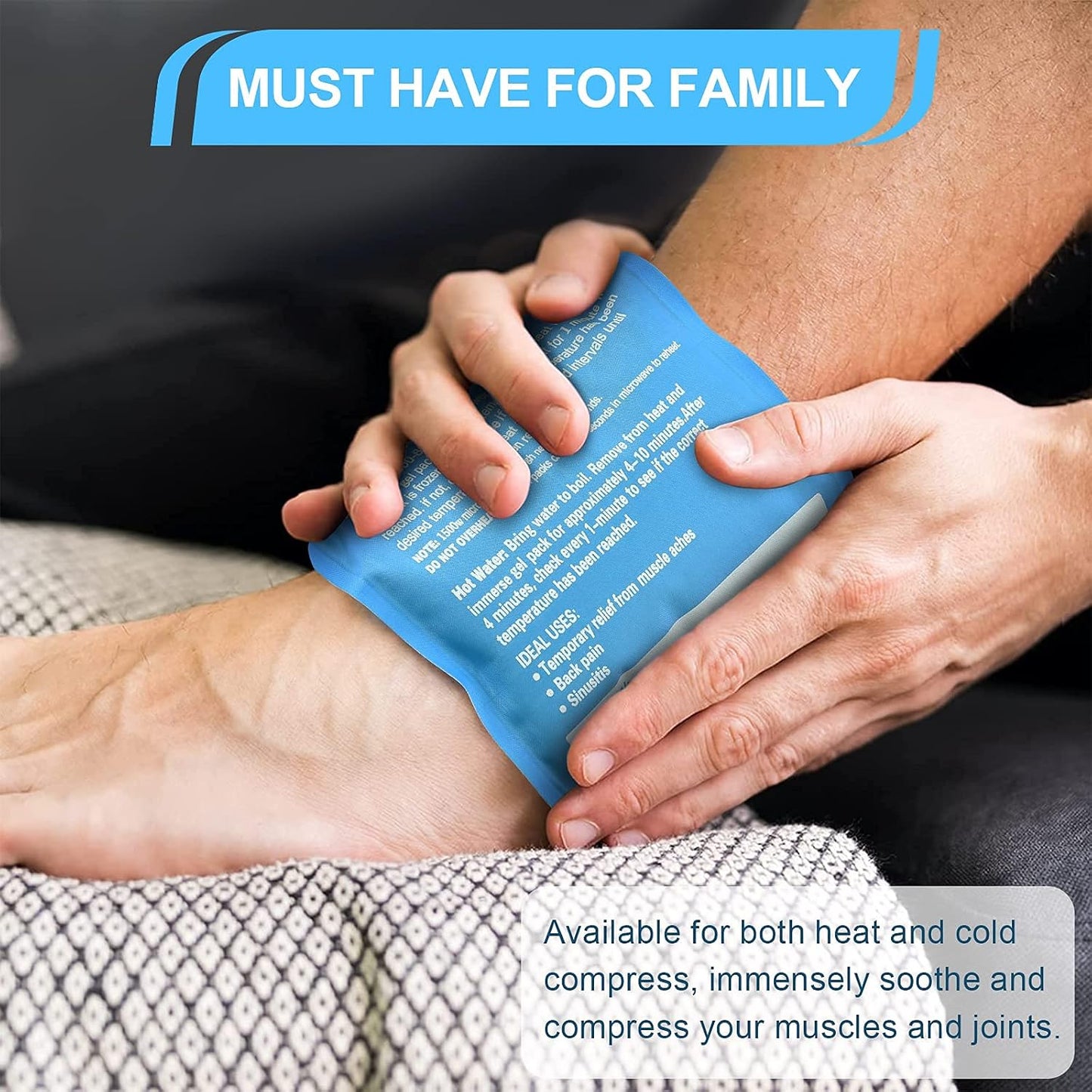 Tutmyrea 2 Pack Gel Ice Pack, 9" x 5.1" Flexible Ice Packs for Injuries Reusable, Hot & Cold Compress for Surgery, Knee, Shoulder, Forehead, Neck, Wrist, Headache, Swelling, Pain Relief