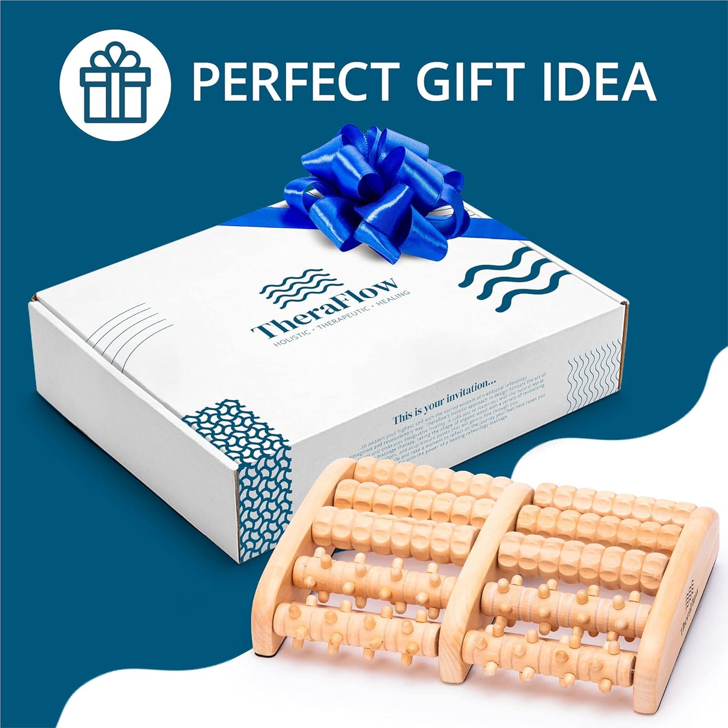 TheraFlow Wooden Foot Massager for Plantar Fasciitis Relief | Feet Roller for Neuropathy and Deep Tissue Massage | Relaxing Gifts for Mom and Dad, XL Dual Reflexology and Trigger Point Therapy