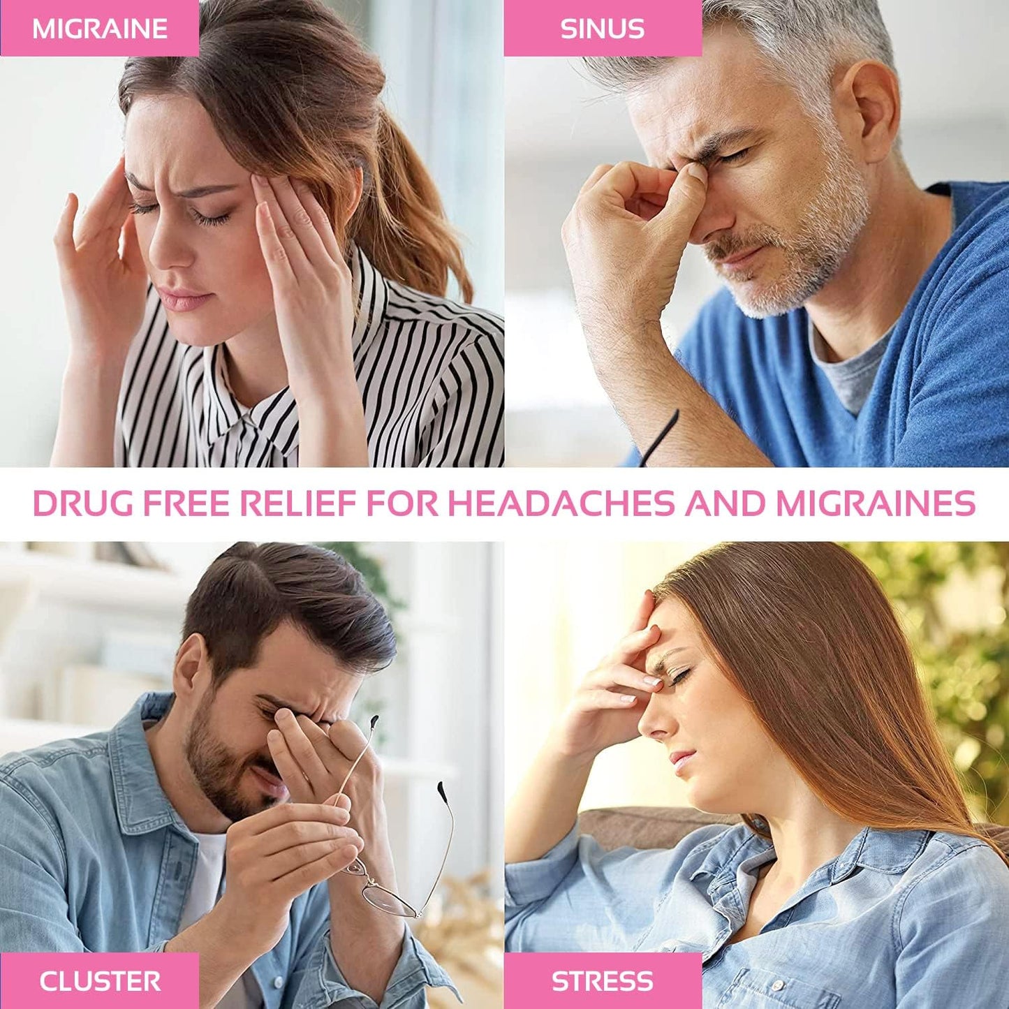 2 Pack Migraine Relief Ice Head Wrap Headache and Migraine Hat | Cold Gel Head Ice Pack with Face and Eye Mask Compress for Cooling Migraine Relief - Pink 2 Pack