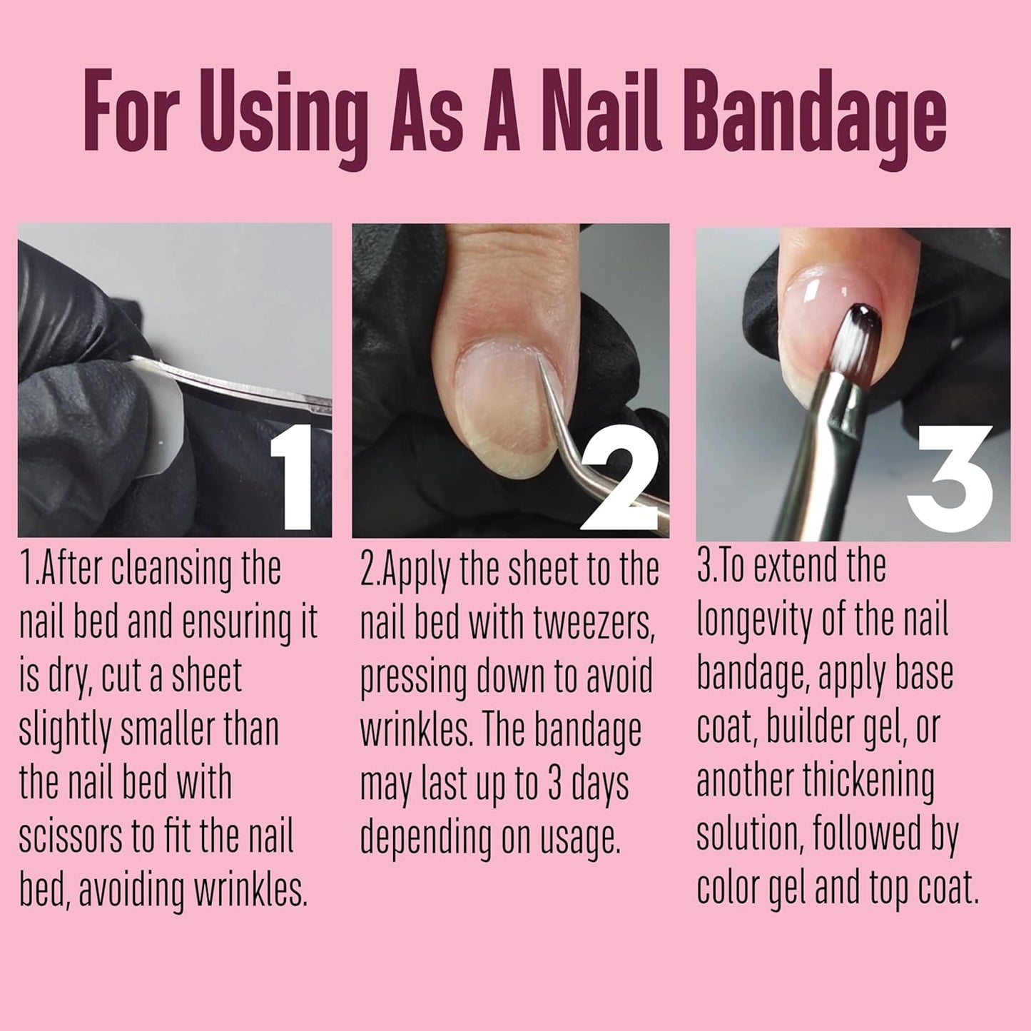 Nail Repair Sheet works for Fixation & isolation layer for Broken Nails, Protective layer for Acrylic, Nail bandage for Nail Recovery, Invisible Instant and Easy to use 5 pcs