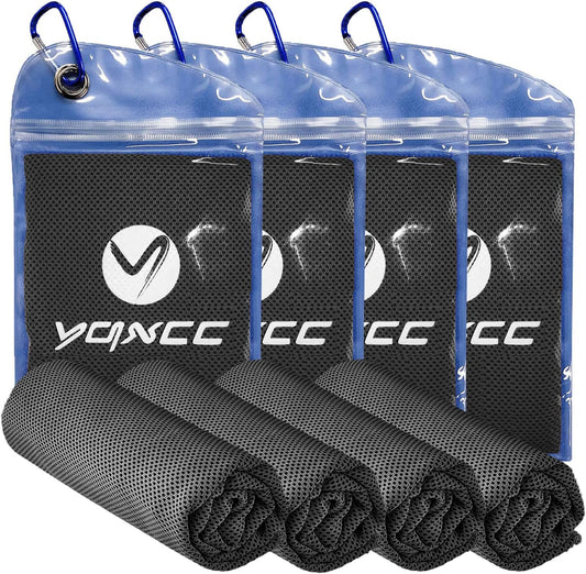 YQXCC Cooling Towels | 4 Pack 47"x12" | Ice Cool for Neck | Microfiber Soft Breathable Chilly | for Yoga, Sports, Golf, Gym, Camping, Running, Fitness, Workout & More Activities