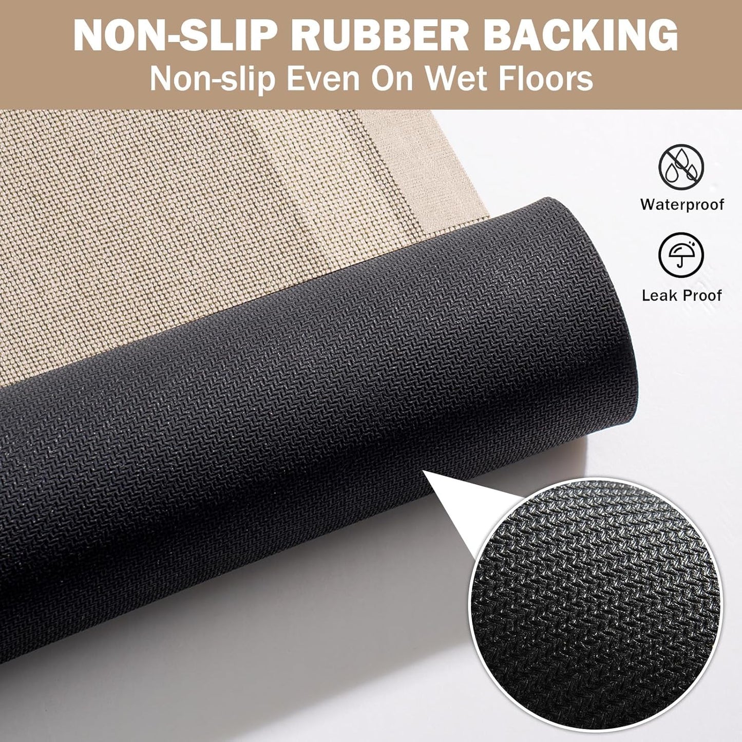 Non Slip Bath Mat, Rubber Backing Ultra Thin Bathroom Rugs Fit Under Door Quick Dry Super Absorbent Washable Bath Rug Shower Mat for Bathroom Floor Bathtub Shower Sink, Easy Care Beige 20"x 32"