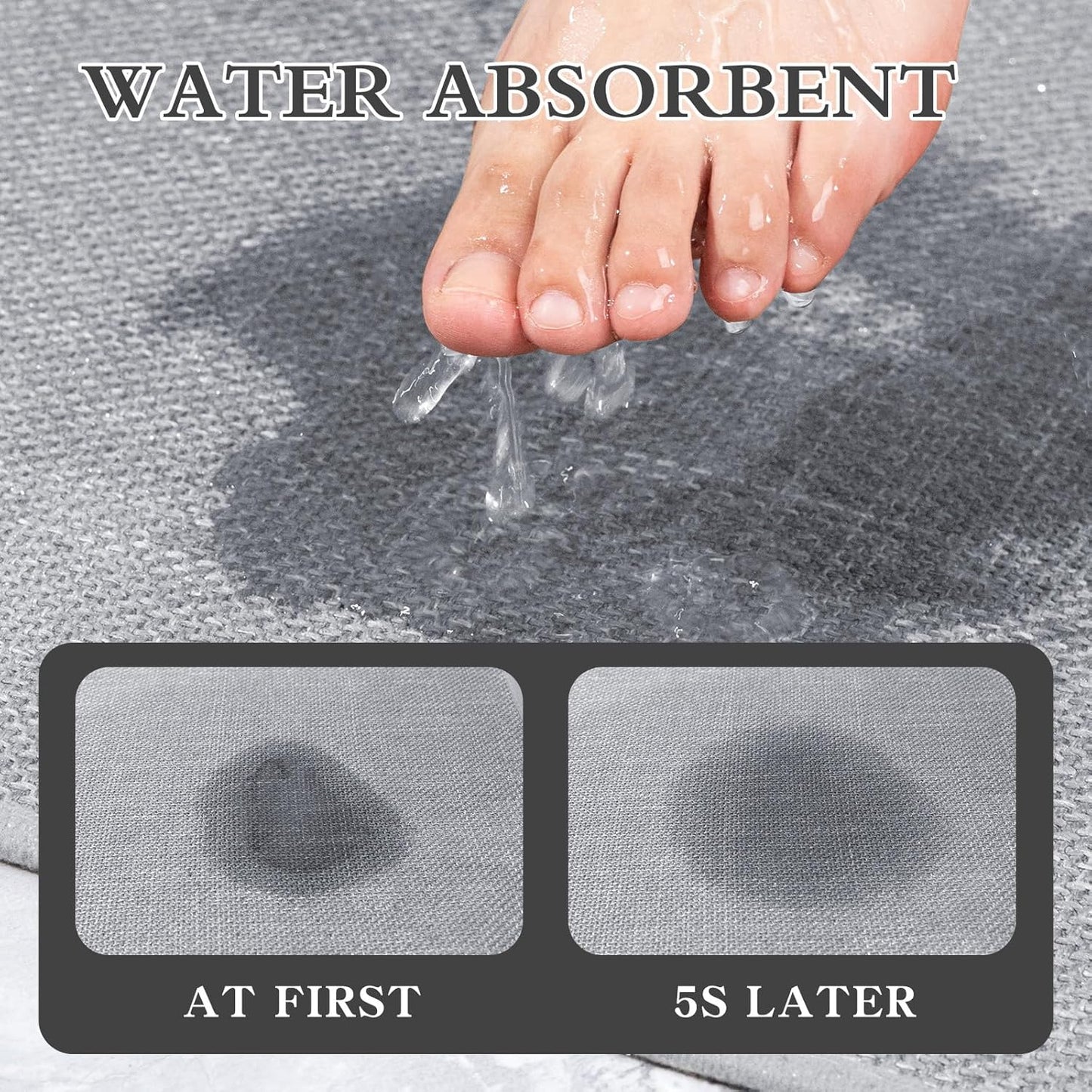 chakme Bathroom Rugs Mat 24x17, Ultra Thin Non Slip Bath Mat Small Quick Dry Absorbent Bath Mat for Bathroom Floor, (Light Grey, 24"x17")