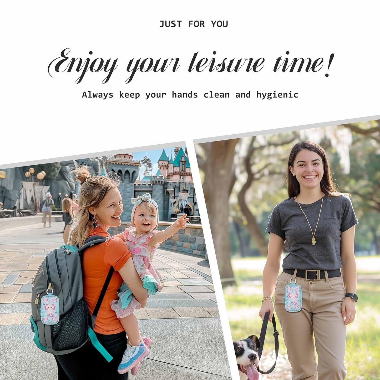 Hand Sanitizer Spray Case, Axolotls Hand Sanitizer Holder Zippered Pouch, Cute Fashion Accessory with Snap Hook for Glow Mist and Power Mist 1FL OZ