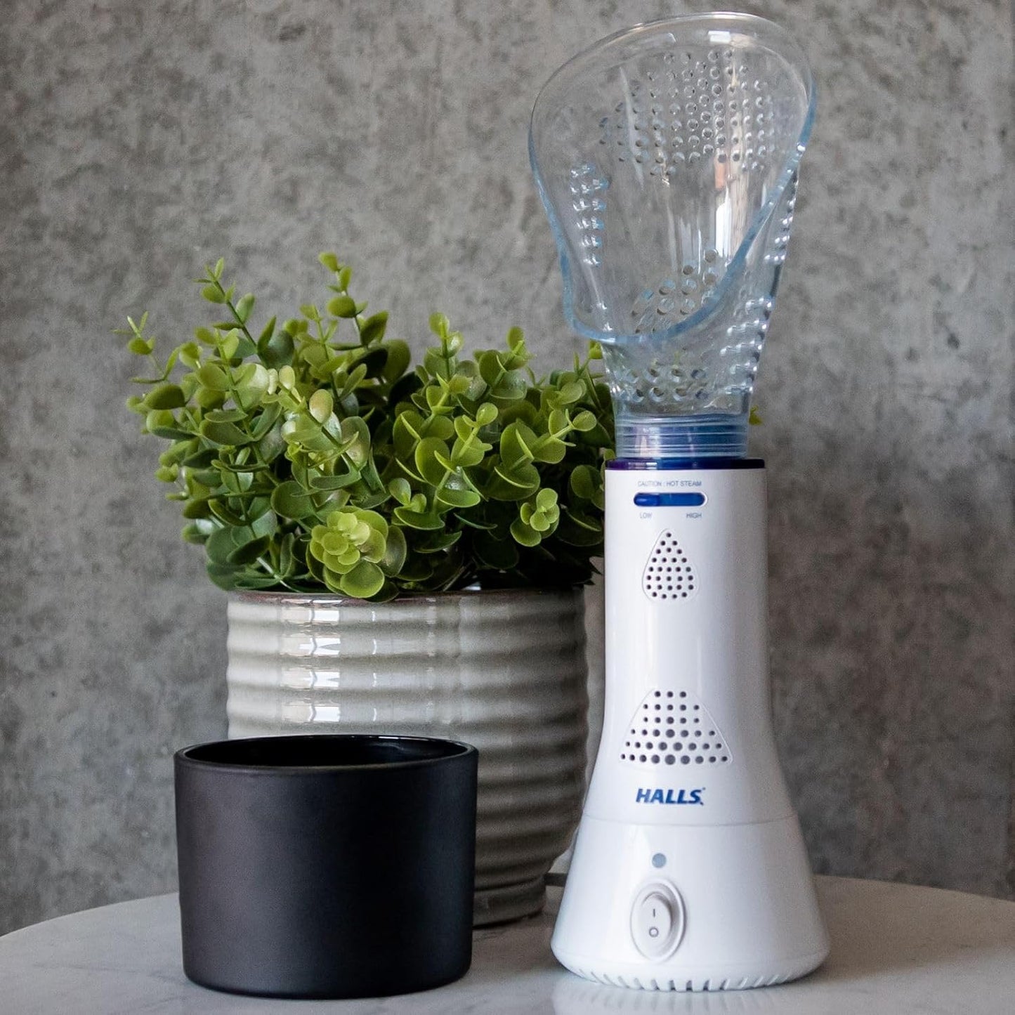 Crane x Halls Personal Vaporizer Steam Inhaler, Throat Steamer, Warm Steam Sinus Inhaler for Congestion and Cough Relief, Vapor Pad Compatible, Vocal Steamer for Singers