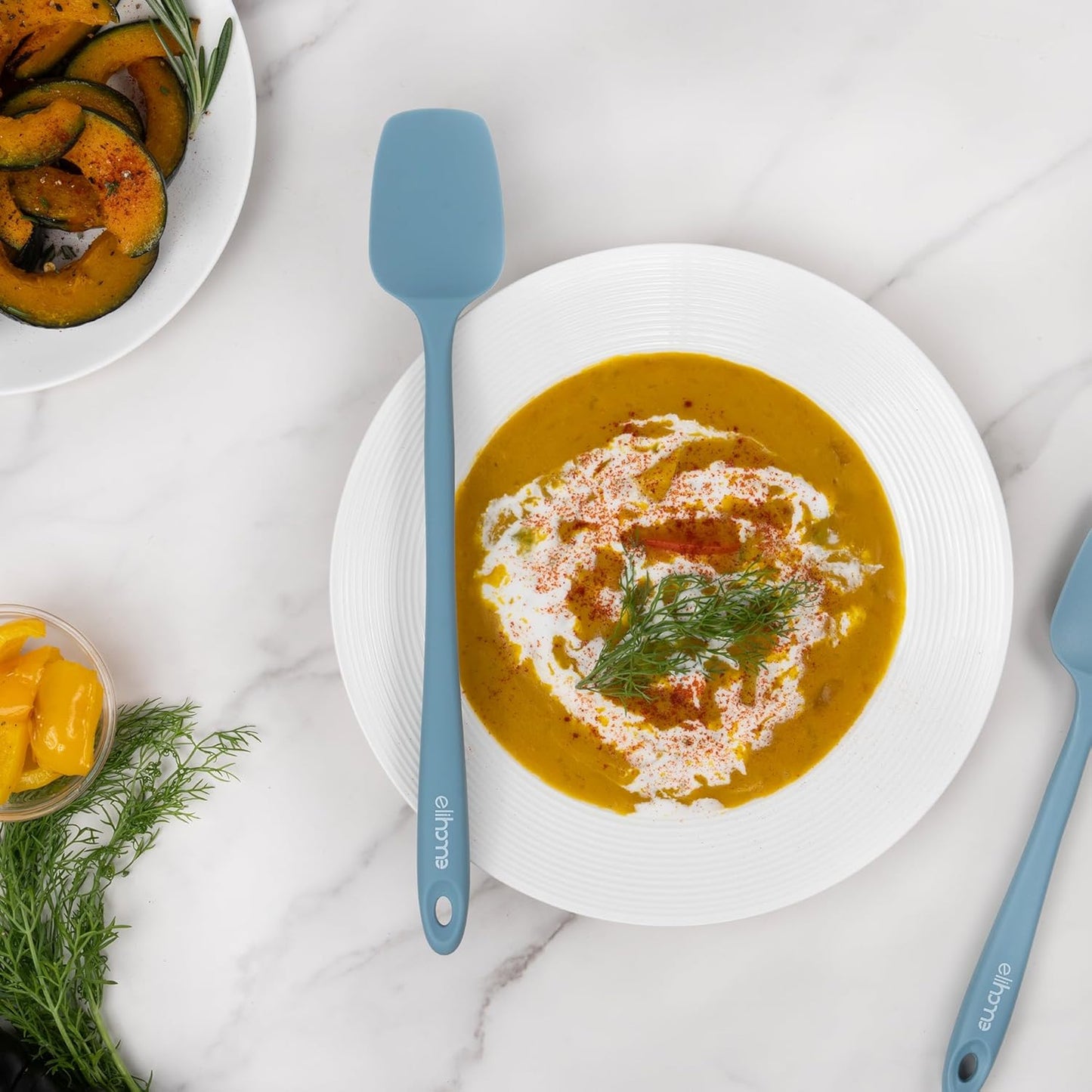 Elihome Mini Silicone Spoonula - Non-Stick Heat Resistant Silicone Scraper Spatula for Mixing, Serving, Scraping, Stirring, and More, 8.75 Inch, Slate Teal Grey