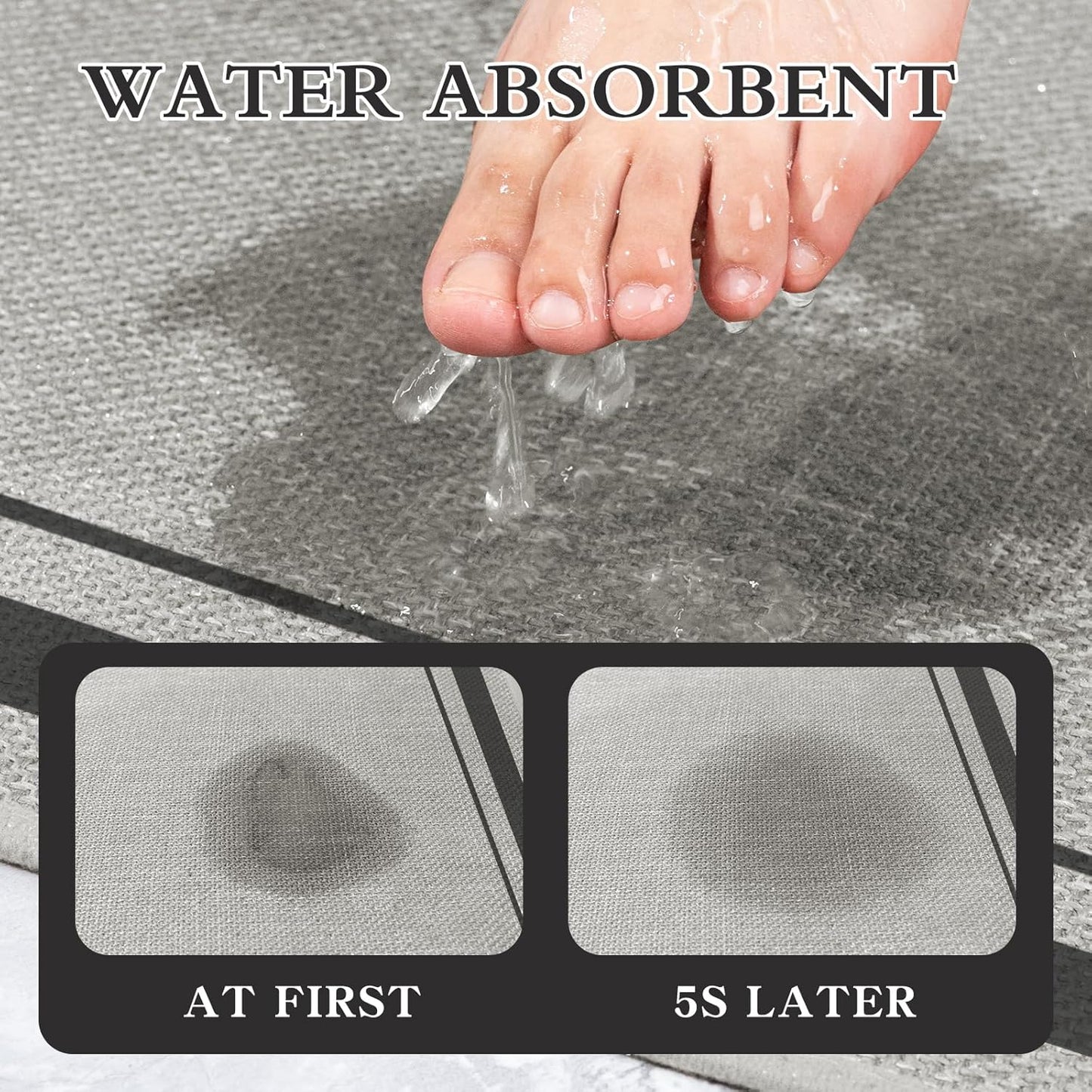 chakme Bathroom Rugs Mat 32x17, Ultra Thin Non Slip Bath Mat Quick Dry Absorbent Bath Mat for Bathroom Floor, (Dark Grey, 32"x17")