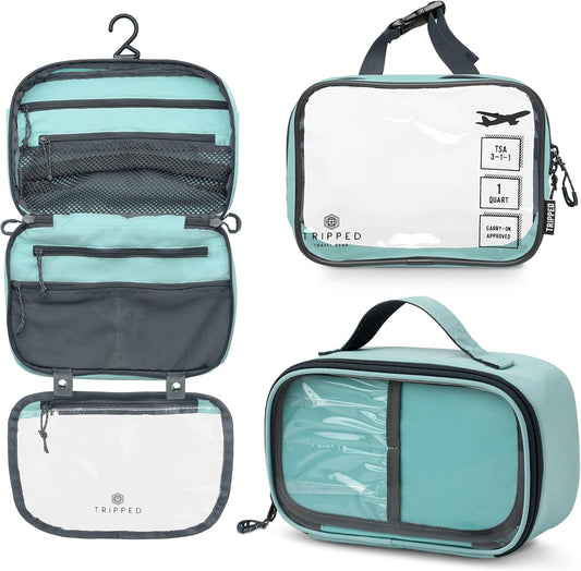 Toiletry Bag Kit Set: Hanging Travel Toiletry Bag + 311 TSA Cosmetic Liquid Bag + Ultralight Accessory Organizer Pouch