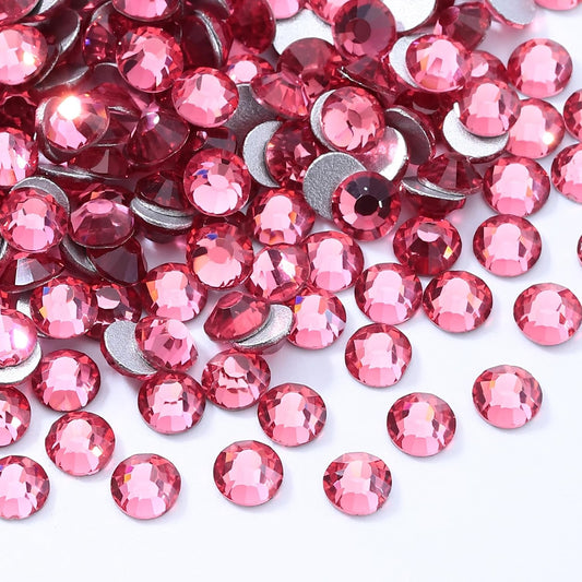 Rose Flatback Rhinestones, Glass Rhinestones for Nail Art and Craft, Glue Fix, Loose Crystal Gemstones(Rose, SS30, 288pcs, 6.4-6.6mm)