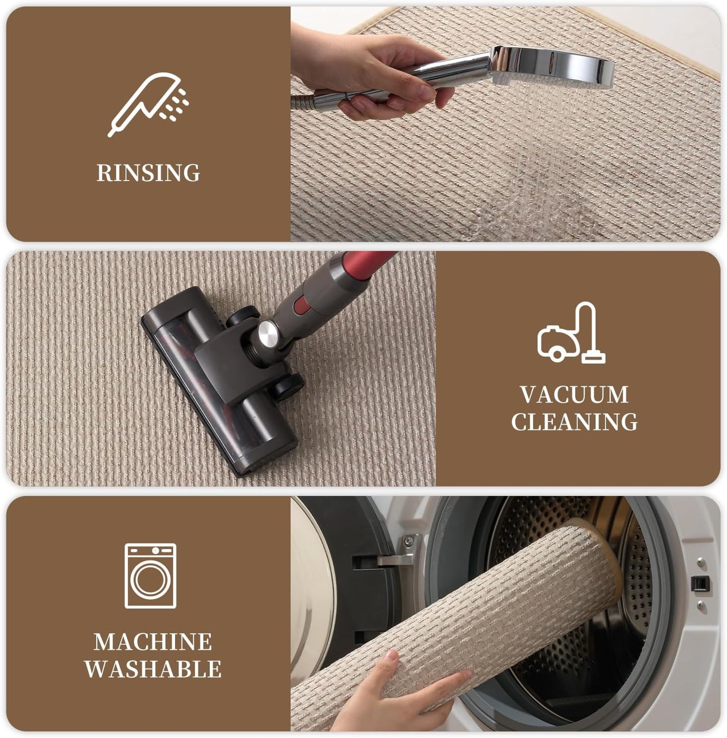 RESARE Non Slip Bathroom Runner - Machine Washable Bath Rugs, Super Absorbent Bath Mat Quick Dry Bath Runner, Bath Mat Ultra Soft Rugs for Bathroom Floor, 24"x47" Beige