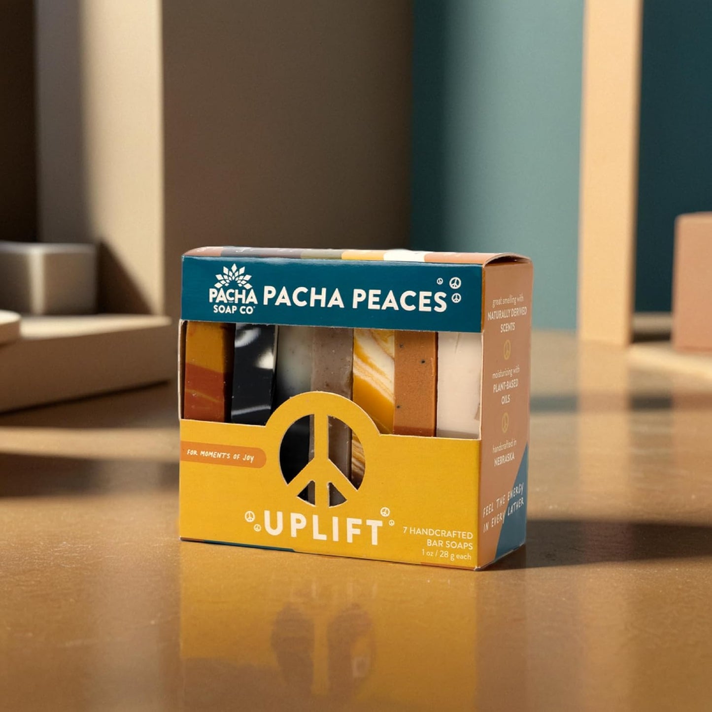 Pacha Soap Co. Bar Soap, Pacha Peaces, Uplift, 2-Pack (4 oz ea) - Premium, Handcrafted, Hydrating, Natural Face Wash, Hand Cleanser, Body Wash, Soothing Essential Oils