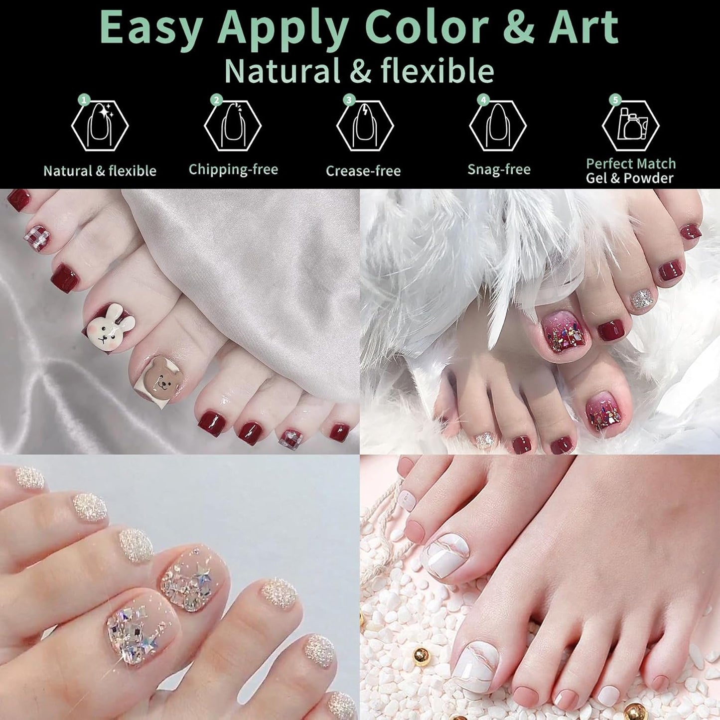 Toe Nail Tips, 216pcs Acrylic Fake Nails Gel Nail Tips Soft, Full Cover Pre-Shaped Matte Clear Press on Nails for Extension, Diy at Home Manicure 12 Sizes