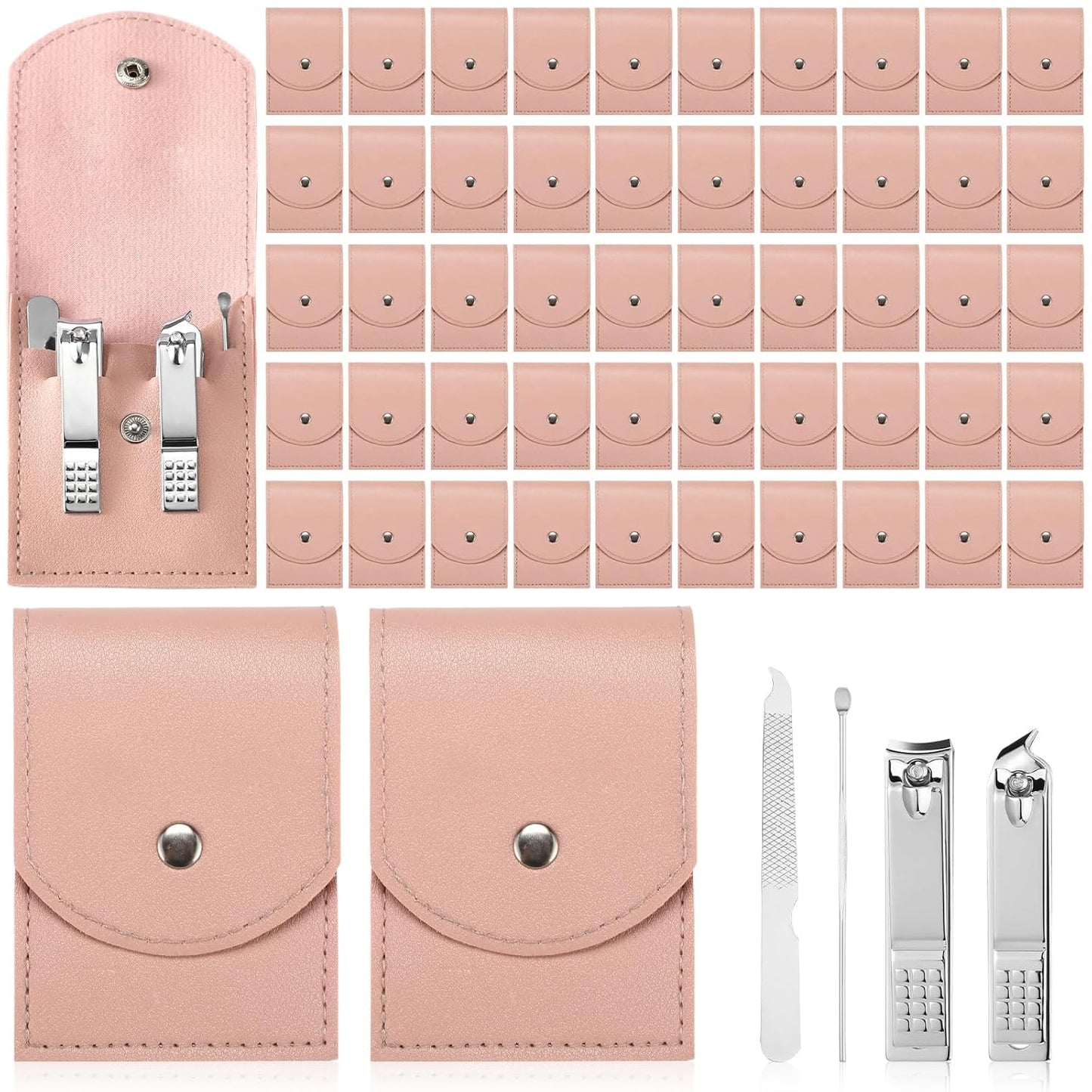 Geosar 50 Set Travel Manicure Kit Nail Clippers Pedicure Professional Nail Care Tools Stainless Steel Grooming Set with Portable Travel Case Gifts for Mother Father(Pink)