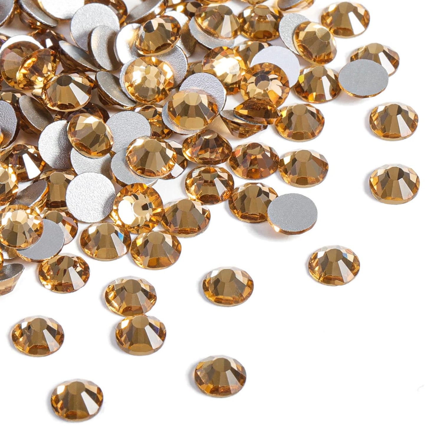 beadsland Flat Back Crystal Rhinestones Round Gems, Lt Colorado Topaz (3.8-4.0mm) SS16/1440pcs