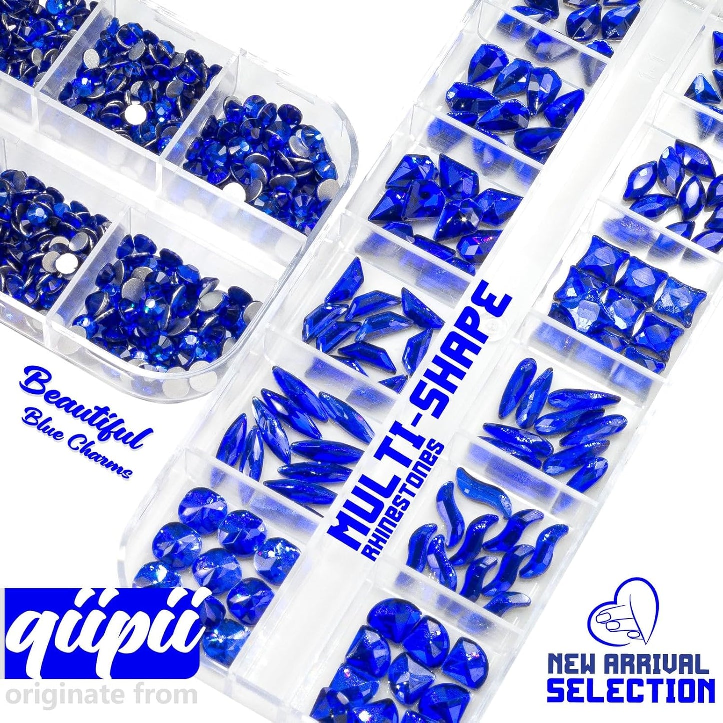 4080Pcs Blue Rhinestones Sapphire Nail Stones Multi Shapes K9 Glass Flatback Royal Blue Crystals Gems Diamonds jewels Nail Art Supplies Charms Decor for Nails Face Eyes Makeup Body DIY Crafting