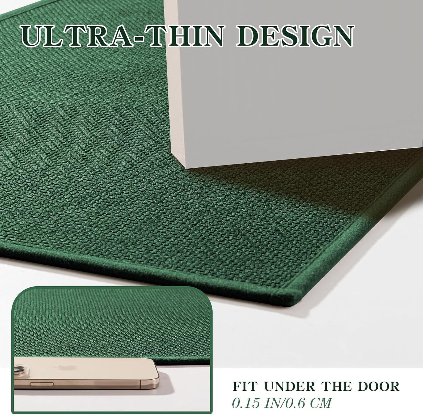 chakme Bathroom Rugs Mat 24x17, Ultra Thin Non Slip Bath Mat Small Quick Dry Absorbent Bath Mat for Bathroom Floor, (Green, 24"x17")