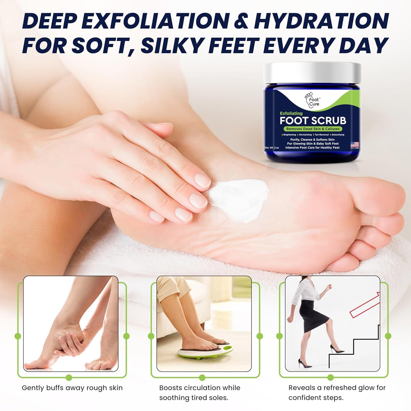 Exfoliating Foot Scrub with Pumice Stone powder - Gentle Moisturizing Foot Scrub for Dry Skin - Cracked Heel Repair for Smooth, Soft Feet - Pedicure Foot Spa 1 Pack