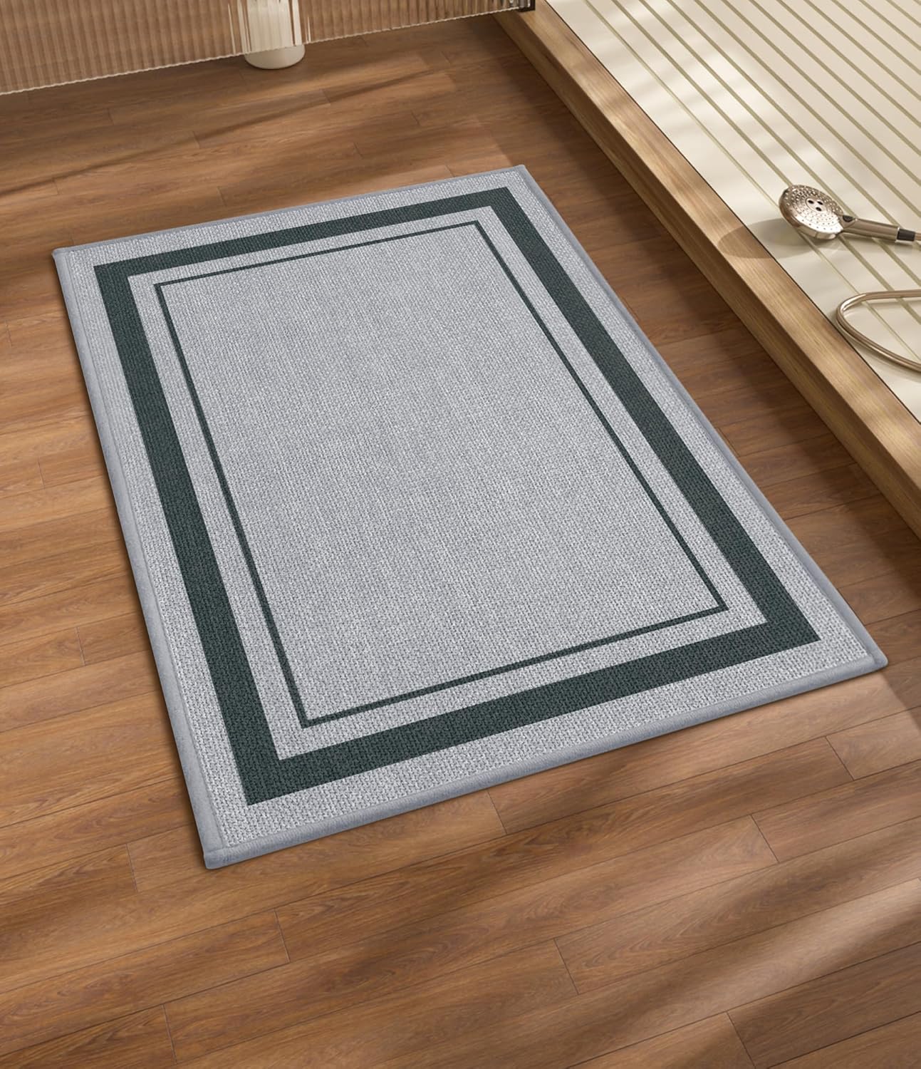 chakme Bathroom Rugs Mat 24x17, Ultra Thin Non Slip Bath Mat Small Quick Dry Absorbent Bath Mat for Bathroom, (Light Grey, 24"x17")