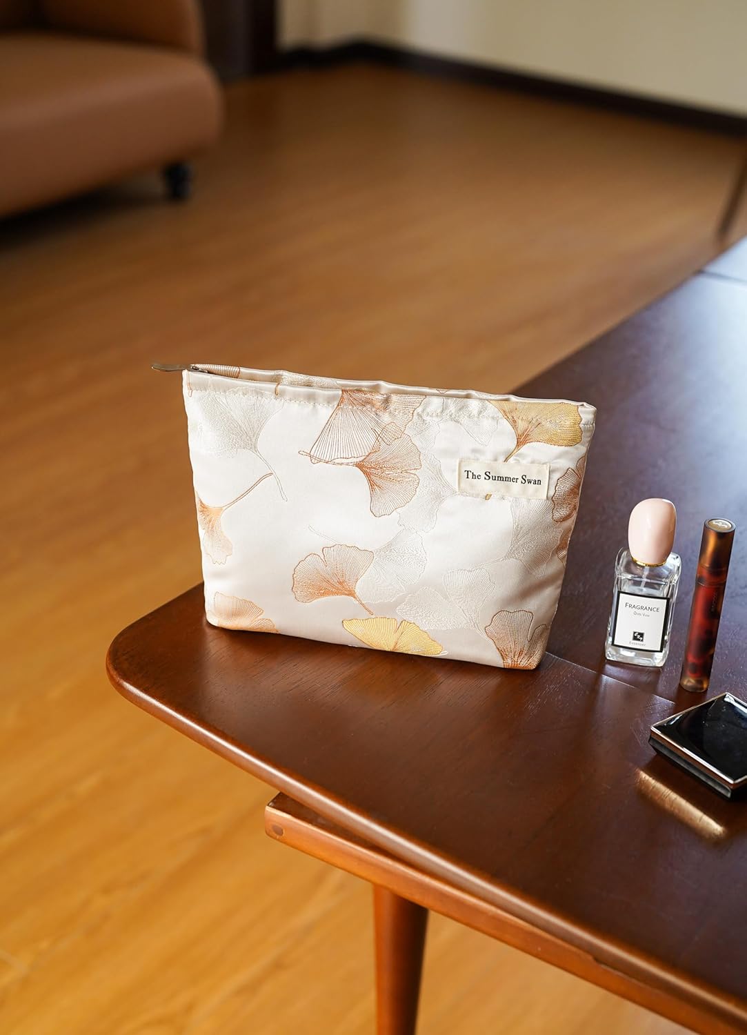 Ginko Summer Swan Large Floral Mid-day Clutch Period Hygiene Skincare Cute Makeup Bag
