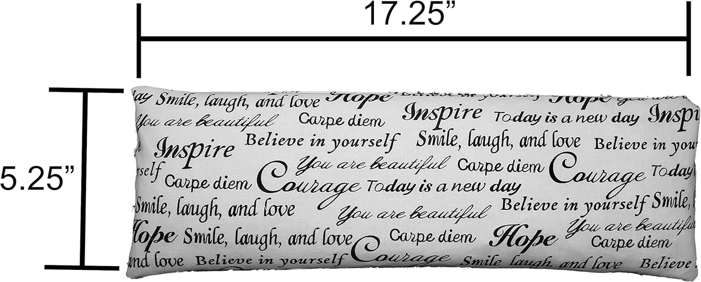 Microwavable Corn Filled Heating Pad and Cold Pack/Washable 100% Cotton Cover (Positive Thoughts, 5.25in W x 17.25in L)