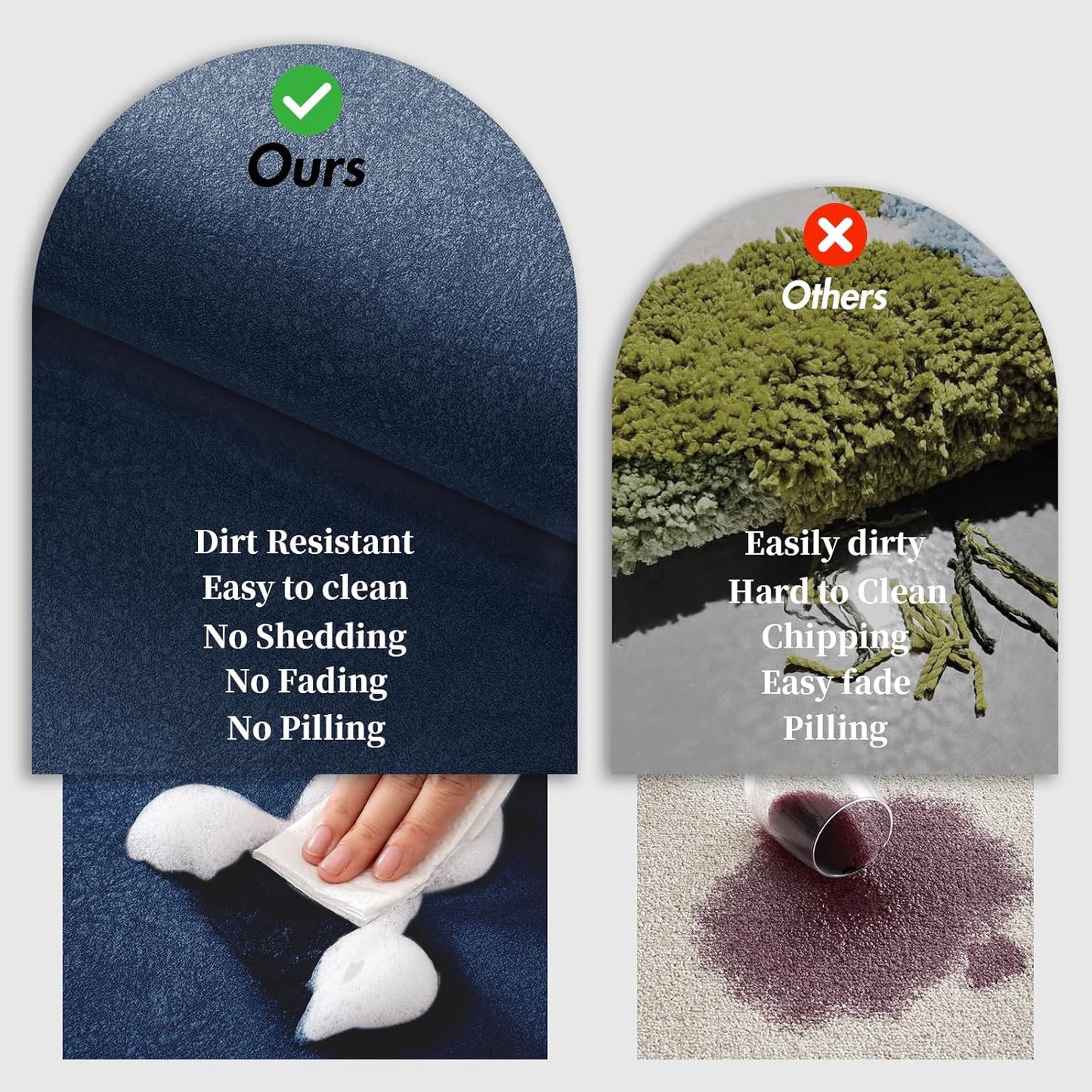 Navy Bathroom Rug Set, 2 Piece Diatomaceous Earth Bath Mats Non Slip Absorbent Quick Dry Thin, 15.7X 23.6 + 15.7X 47.2 Inch