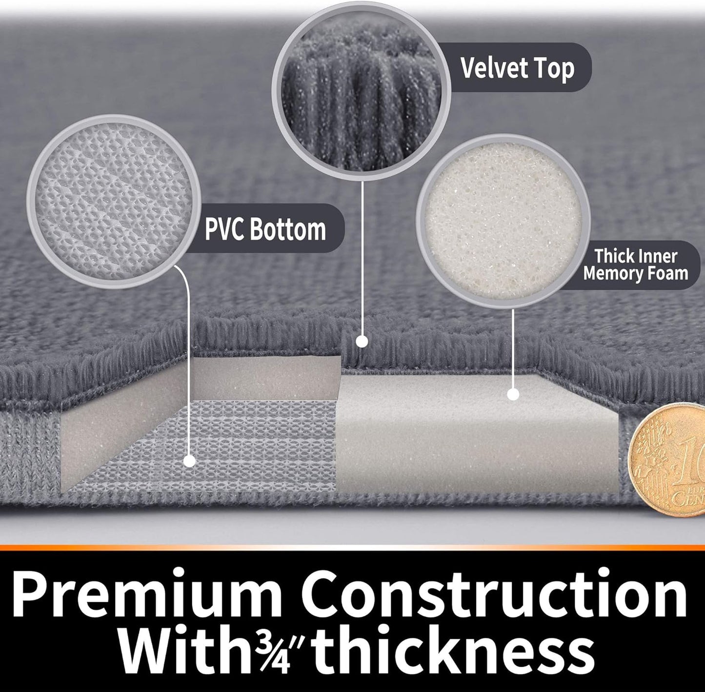 Yimobra Bathroom Runner Rugs 72"x24" Non Slip Washable Memory Foam Bath Mat, Super Soft Water Absorbent Hallway Carpet for Vanity Tub Shower, Pink