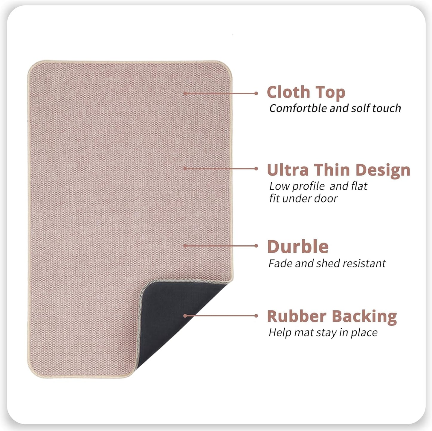 Bath Mat,Ultra Thin Bathroom Rugs,Rubber Bath Mats for Bathroom,No Slip Bath Rugs,Quick Dry,Machine Washable,Low Pile,Absorbent,Shower Outside,Sink,Home Decor Accessories.Beige,2'x3'(24x36inch)
