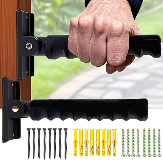 Doorway Flip Up Grab Bar - 9" Auxiliary Support Grip Handle, 300 LBS Weight Capacity Stair Assist Handrail, Anti-Slip Design for Elderly Handicap, Easy Installation Home Safety Aid