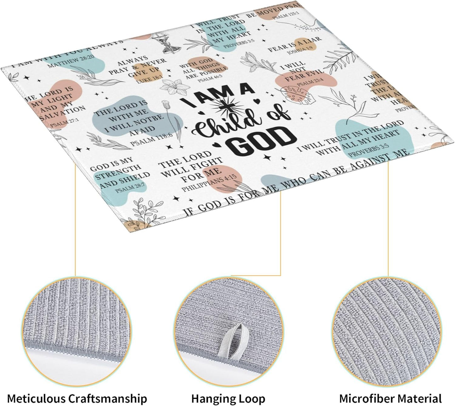 Funny Dish Drying Mat for Kitchen Counter Washable Absorbent Drying Mat Reversible Microfiber God Drying Pad Kitchen Accessories 16"x18"