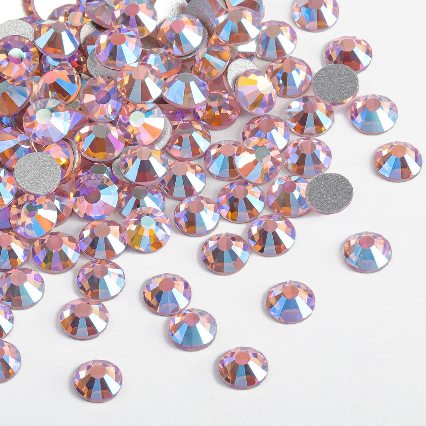 Beadsland s Flat Back Crystal Rhinestones Round Gems,Light Pink AB,3.8-4.0mm, SS16/1440pcs