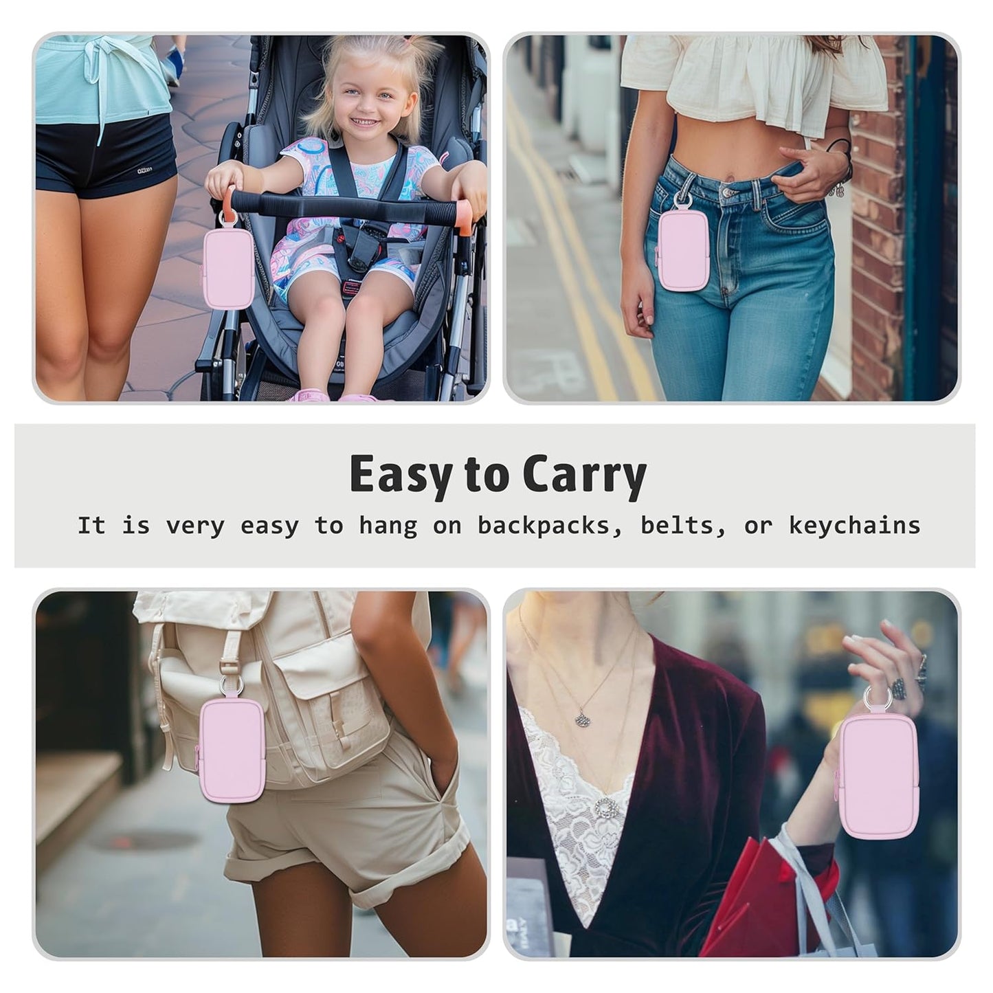 Hand Sanitizer Spray Case, Hand Sanitizer Holder Zippered Pouch, Cute Fashion Accessory with Snap Hook for Glow Mist and Power Mist 1FL OZ, PK