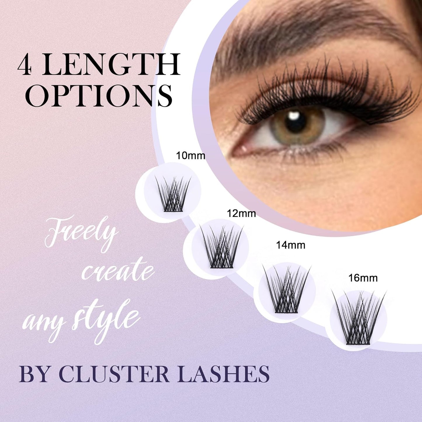 GAQQI Lash Clusters, Eyelash Clusters C Curl Cluster Lashes 168PCS 10-16MM, Wispy Individual Lashes Natural Cluster Eyelash Extensions (GQ03,10-16mm, C Curl)