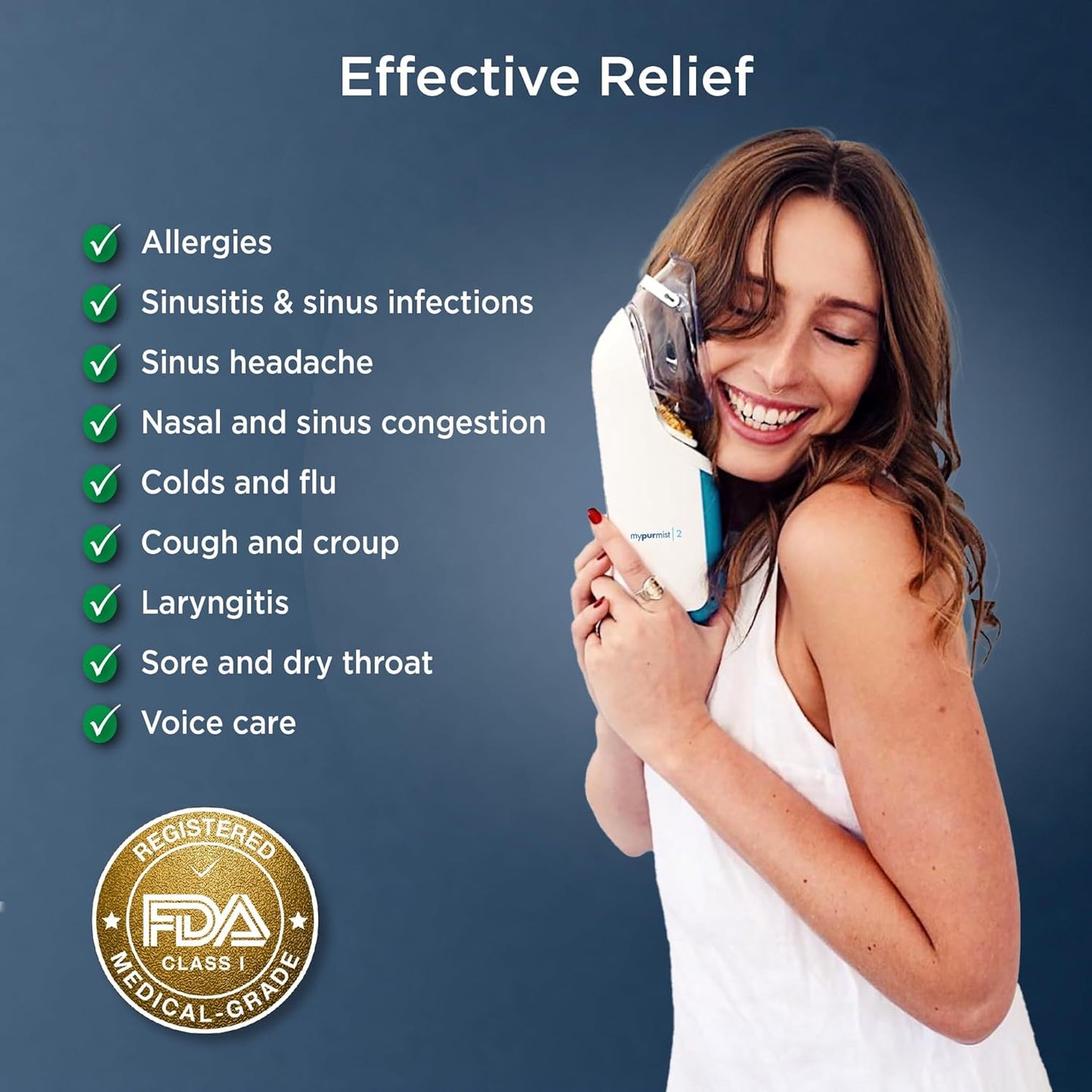 Mypurmist® Premium Value Pack - Handheld Ultrapure Instant Steam Inhaler - Fast Allergy Nasal Congestion Cold Cough Sinus Relief - Vaporizer Humidifier Steamer, Voice Care