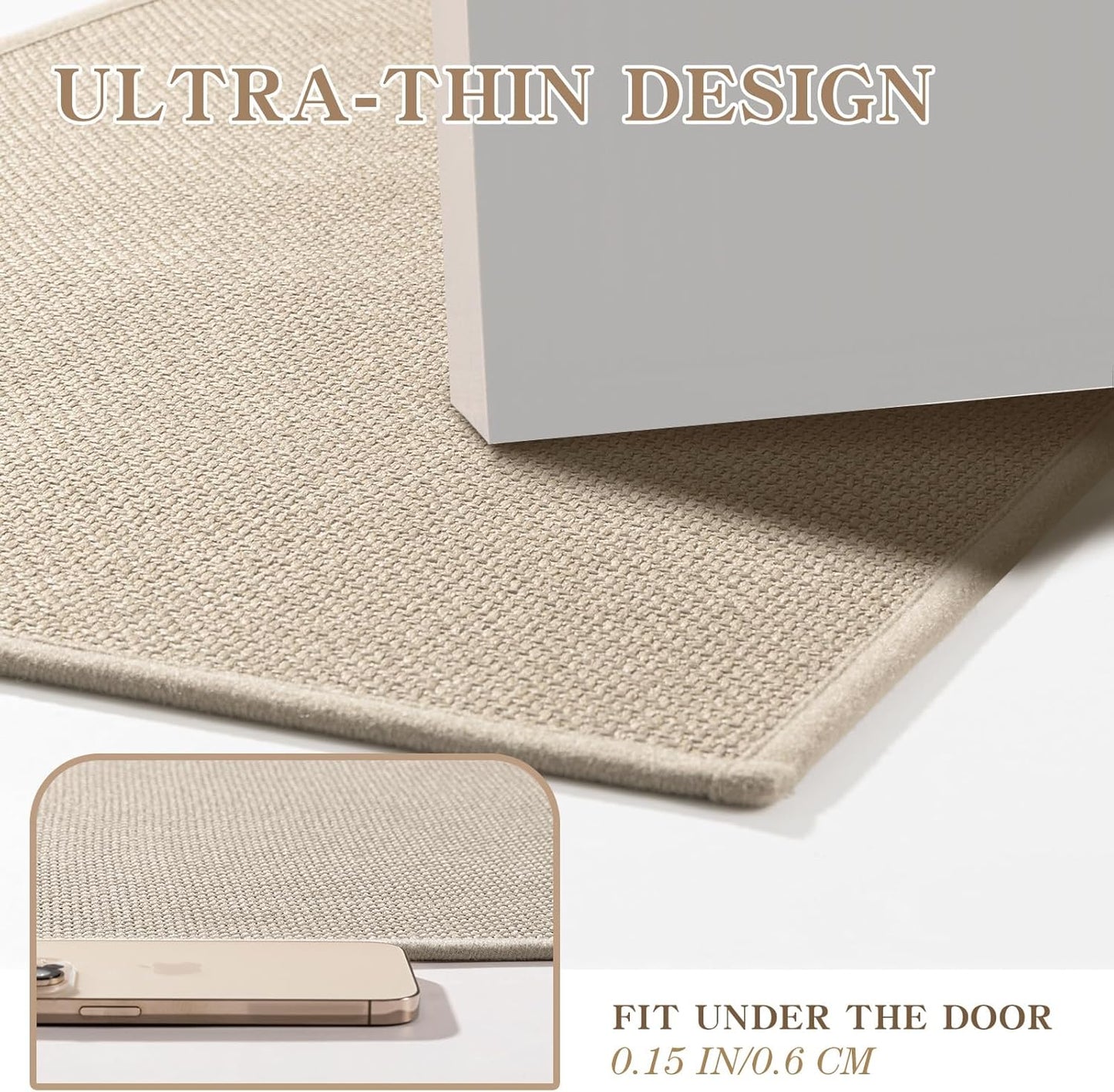 chakme Bathroom Rugs Mat U-Shaped 24x17, Ultra ThinNon Slip Bath Mat Small Quick Dry Absorbent Bath Matfor Bathroom Floor, (Light Beige, U-24"x17")
