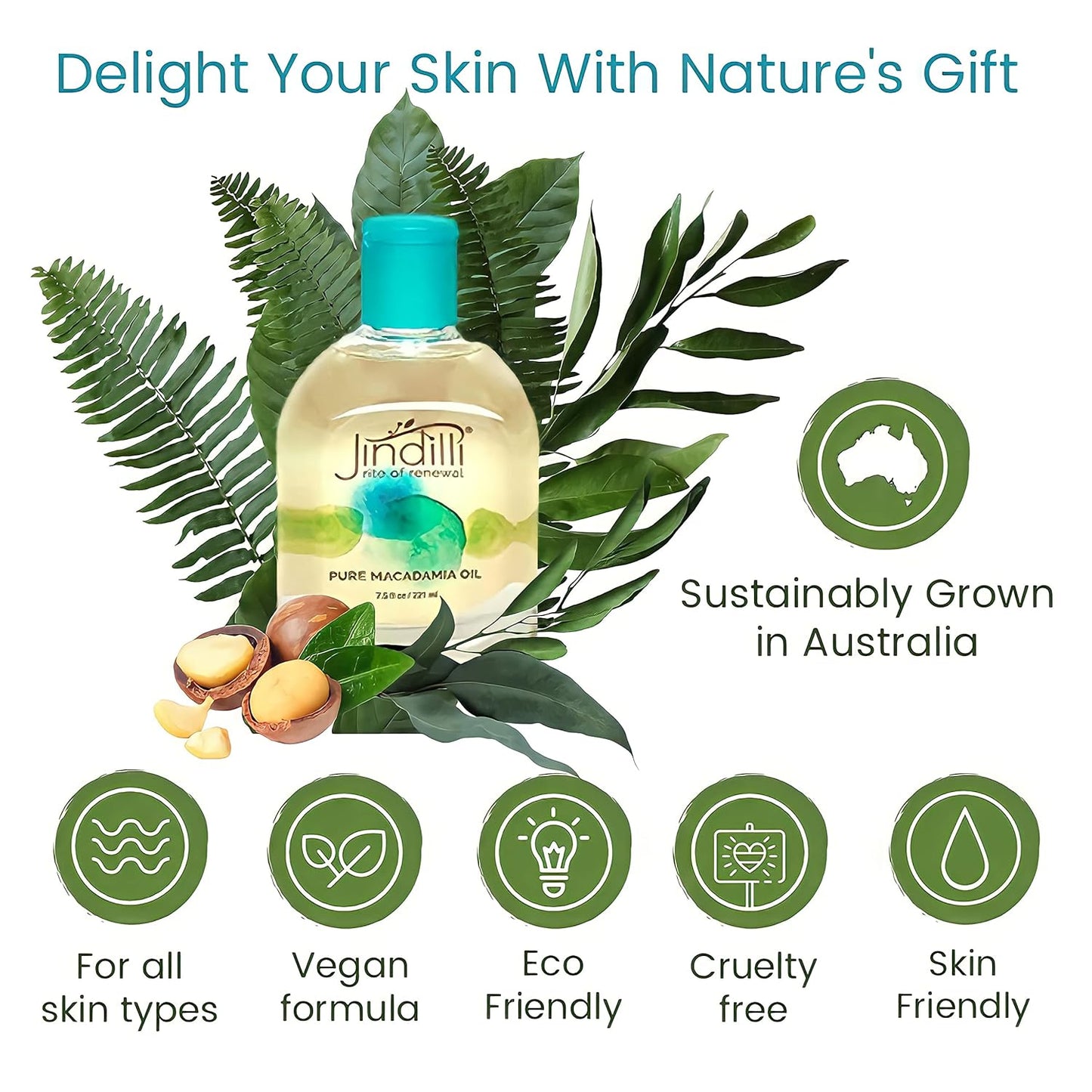 Pure Macadamia Oil | Cold-Pressed, Filtered, All-Natural, Vegan, Non-GMO, Hexane-Free, Cruelty-Free - Multipurpose Moisturizer (7.5 oz)