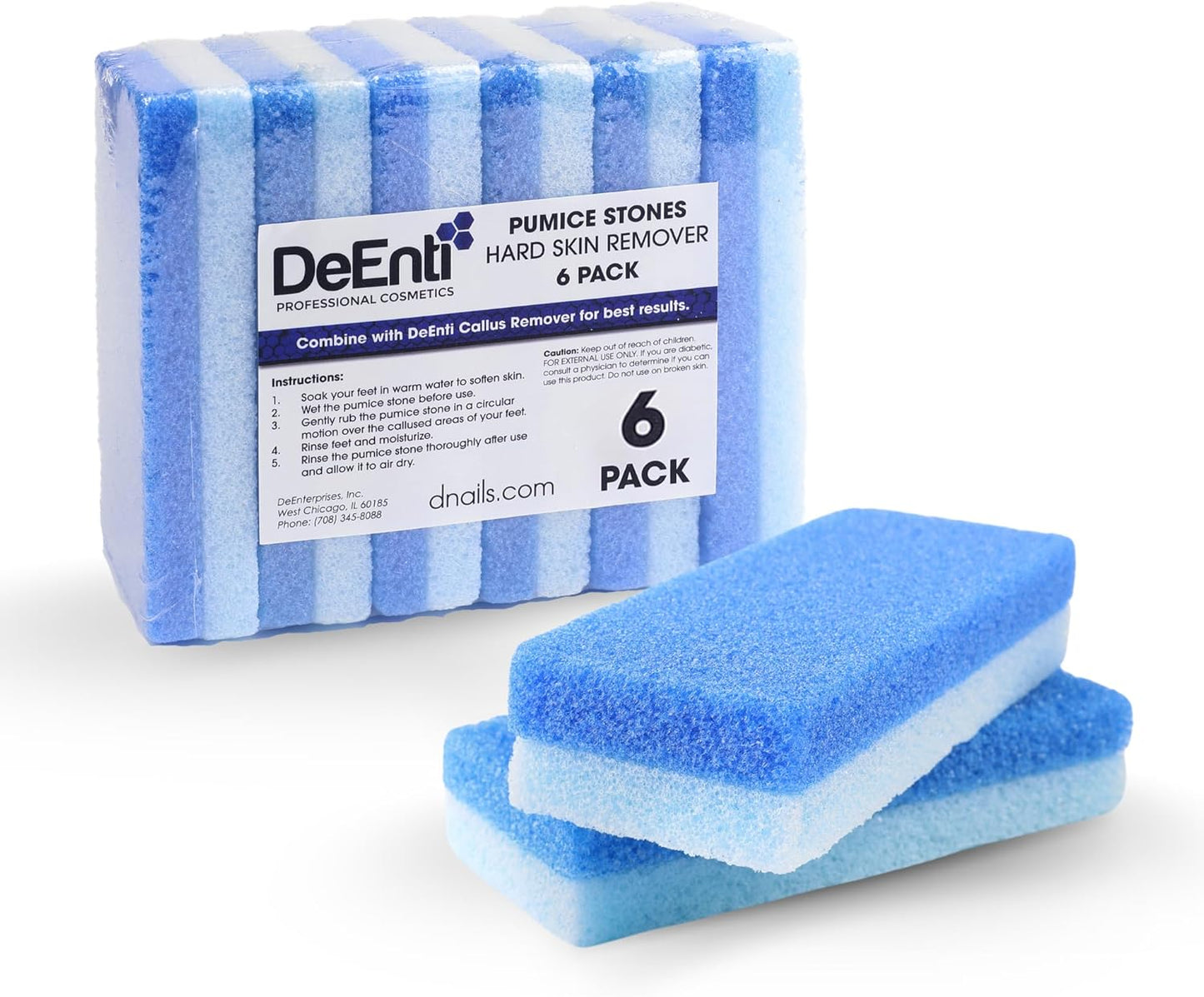 DeEnti Pumice Stones, Pack of 6 Professional Grade Pumice Stone for Feet, Salon Quality Foot Callus Remover, Double Sided Foot Scraper, Home Manicure and Pedicure Tools