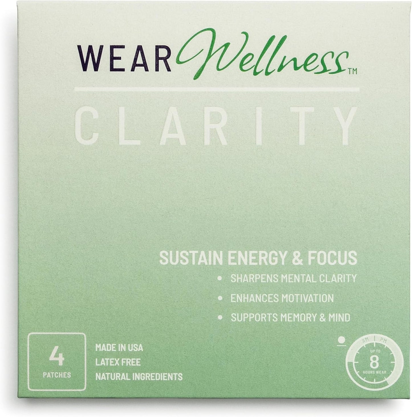 Clarity Film Patches – Topical Patches for Energy & Focus - Patch with Botanical Extracts – Natural Support for Memory & Concentration - Long-Lasting Effect – 4 Pack