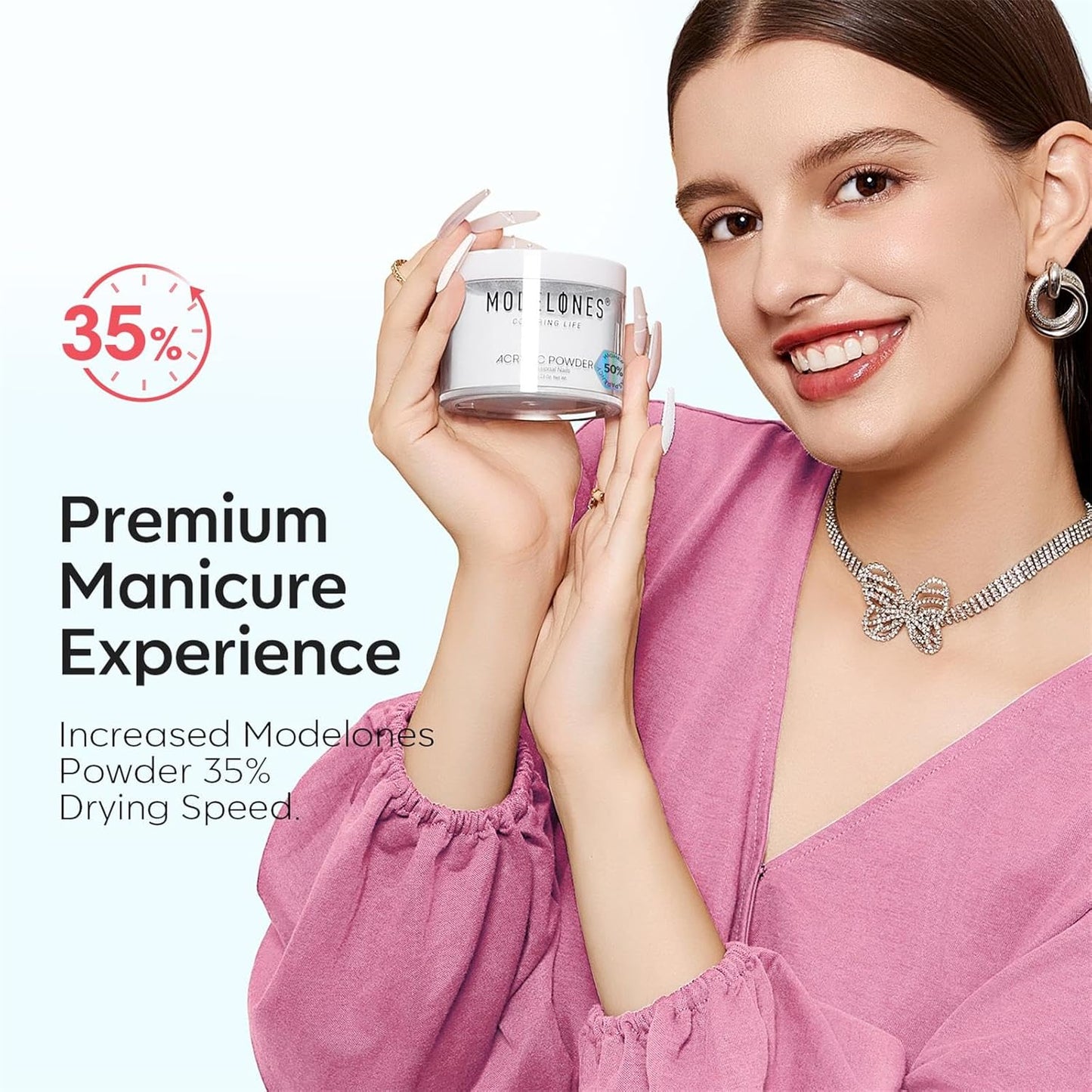 Modelones Acrylic Powder, Upgraded 4.23oz Crystal Clear Nail Acrylic Powder for Nail Art 3D Carving French Nails Extensions, Non-Yellowing, Gifts for Women