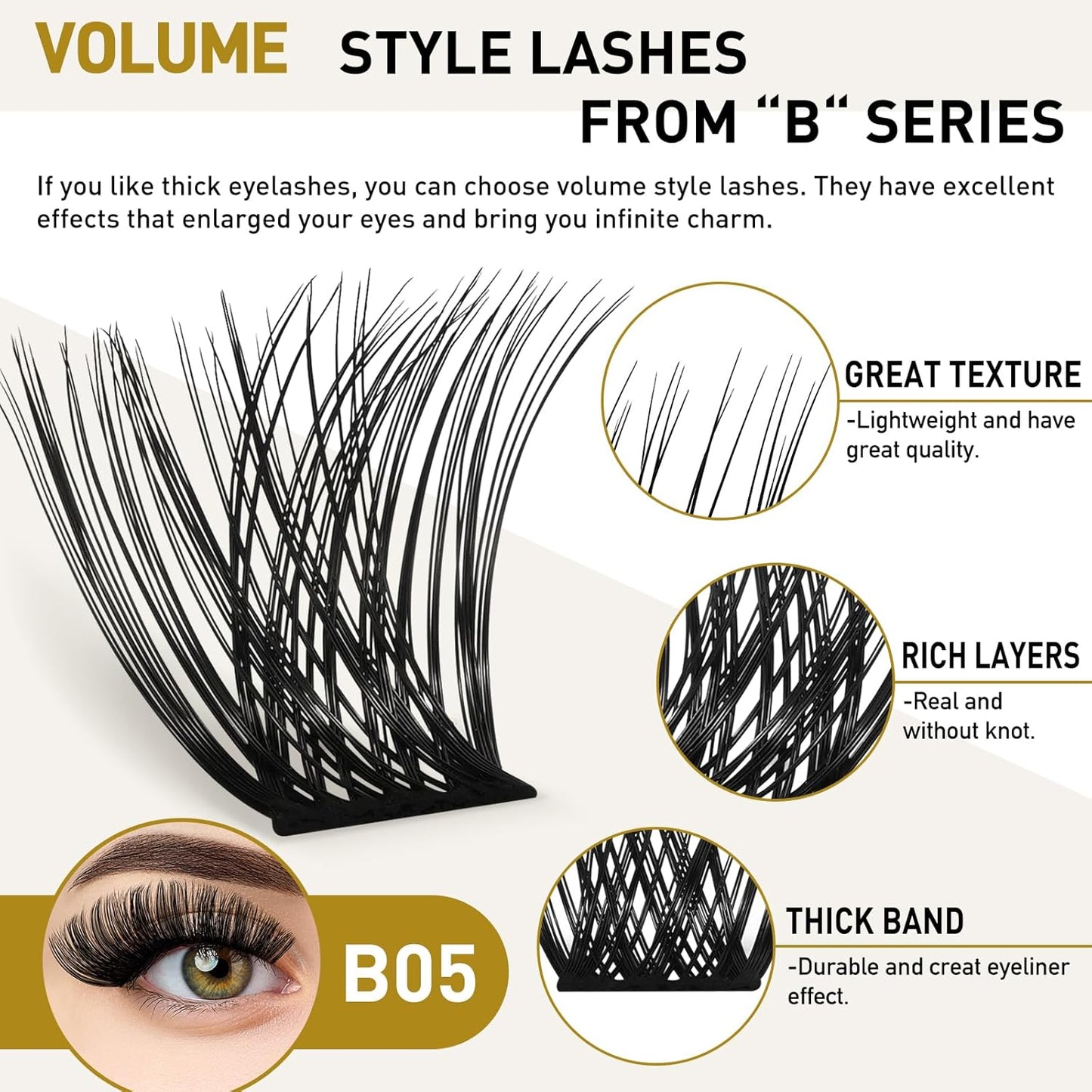 Lash Clusters B05 D Curl 8-16mm DIY Eyelash Extensions 72 Clusters Lashes B&Qaugen Fluffy Individual Lashes Cluster DIY at Home (B05,8-16MIX)