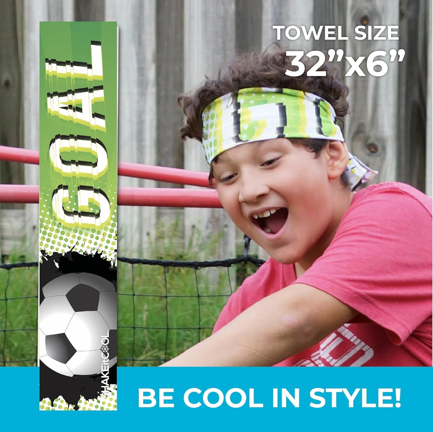 SHAKEitCOOL Original Cooling Towel – Be Cool in Style - Heat Relief, Soft, Lightweight, Sun Protection, Easy Clean - Perfect for Biking, Running, Yoga, Gym, Gardening - Soccer