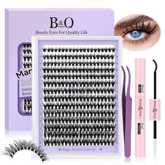 Lash Extension Kit for Beginners Eyelash Extension Kit Manga Lash Clusters Kit 280 PCS Individual Lashes Kit Volume 40D Soft D Curl Eye Lash Extension Lash Kit(Manga-40D-D-9-16MIX)
