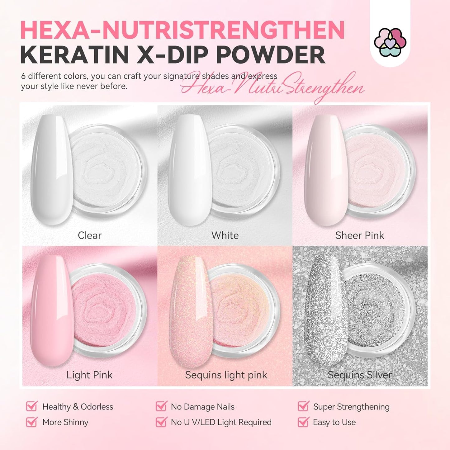 SAVILAND Dip Powder Nail Kit with Drill: 6 Color Dip Nails Powder Starter Kit Pink Nude Glitter Clear with Essentials Liquid Set Base Top Activator for French Manicure Beginner DIY Home