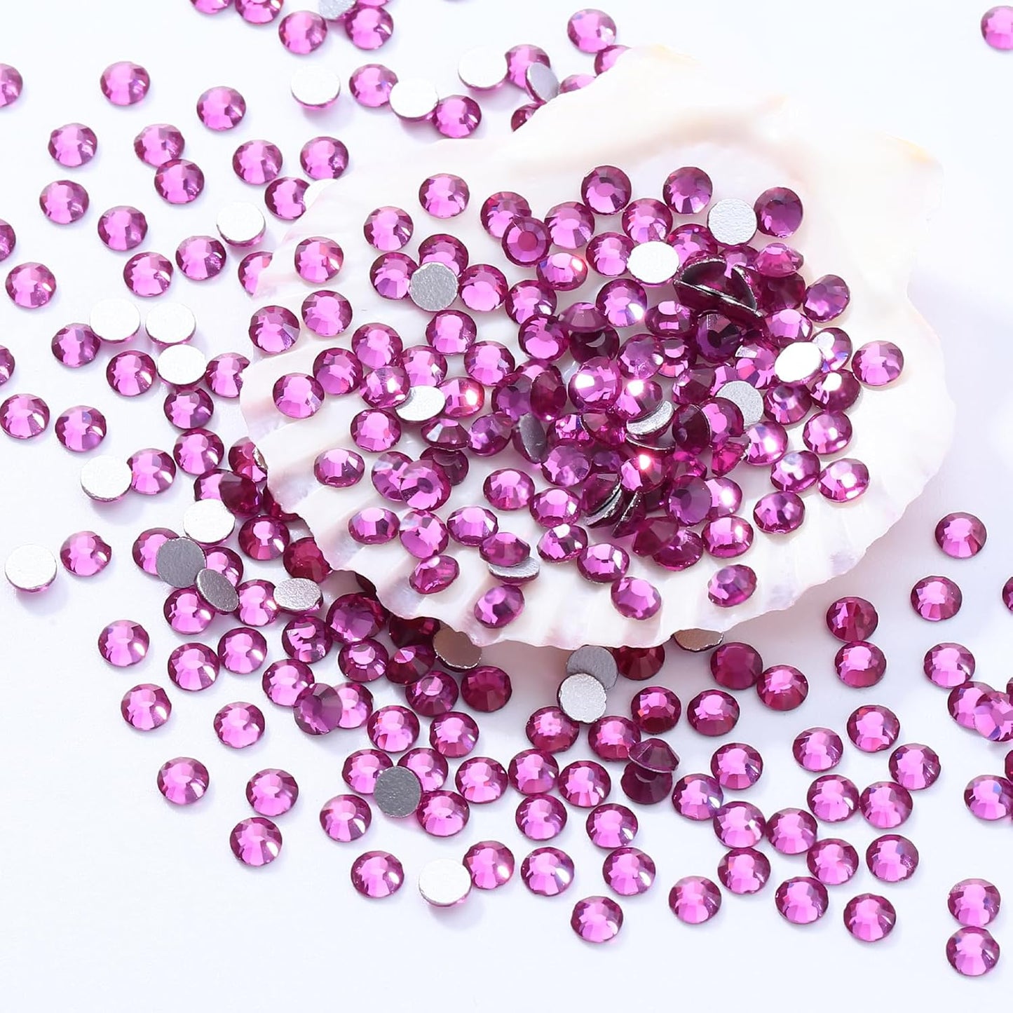 Fuchsia Flatback Rhinestones, Glass Rhinestones for Nail Art and Craft, Glue Fix, Loose Crystal Gemstones(Fuchsia, SS8, 1440pcs, 2.3-2.5mm)
